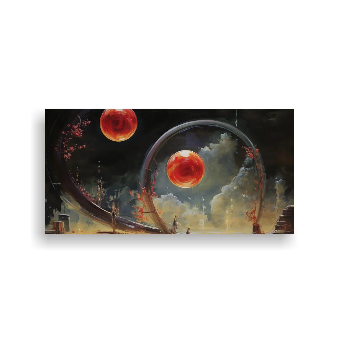 Cuadro planetas rojos con anillo gigante — imagen principal