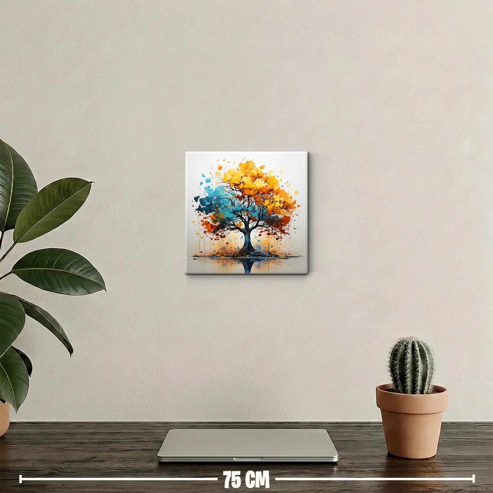 Árbol de otoño con colores vibrantes y reflejo sereno — miniatura 2