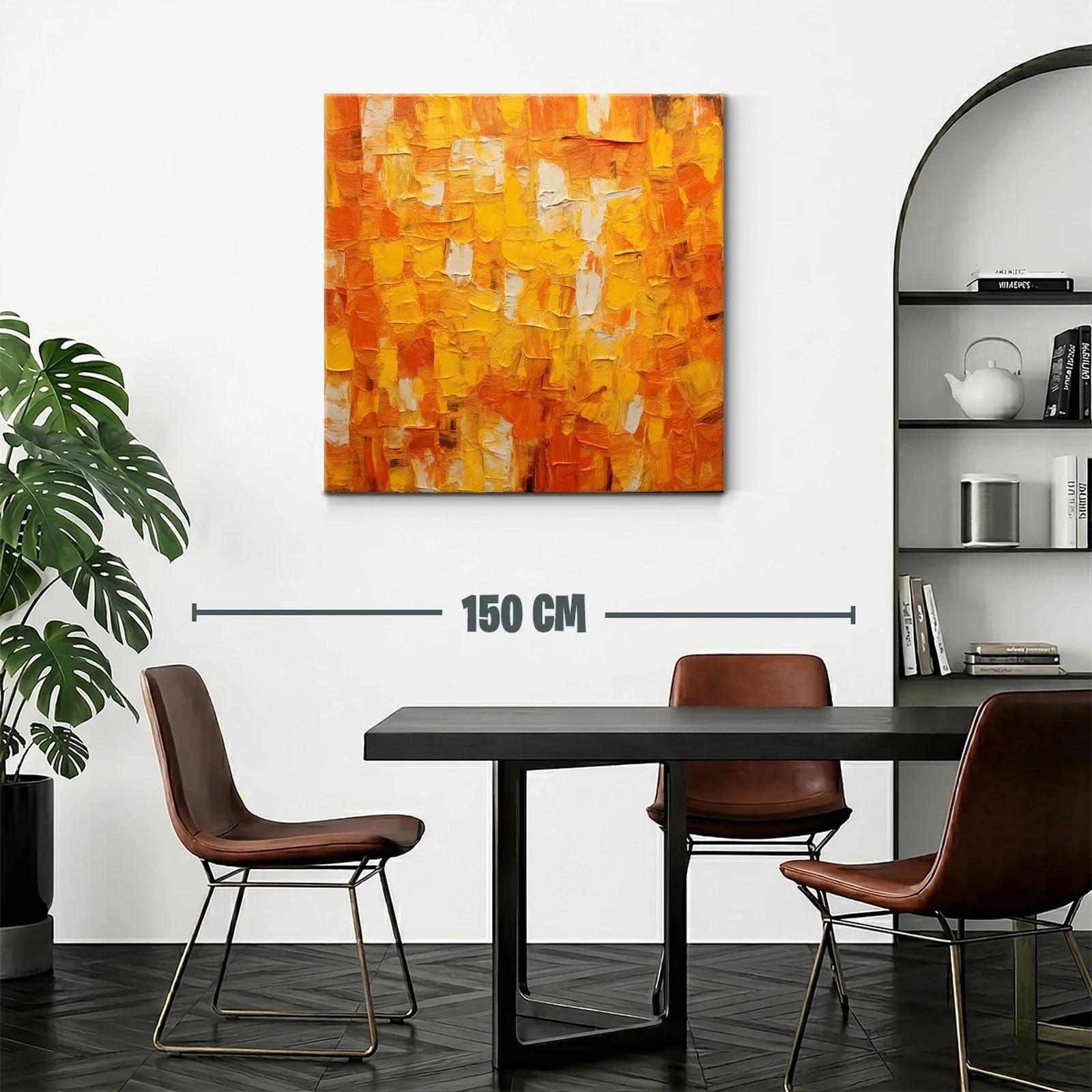 Cuadro abstracto en tonos cálidos naranjas y amarillos — miniatura 2