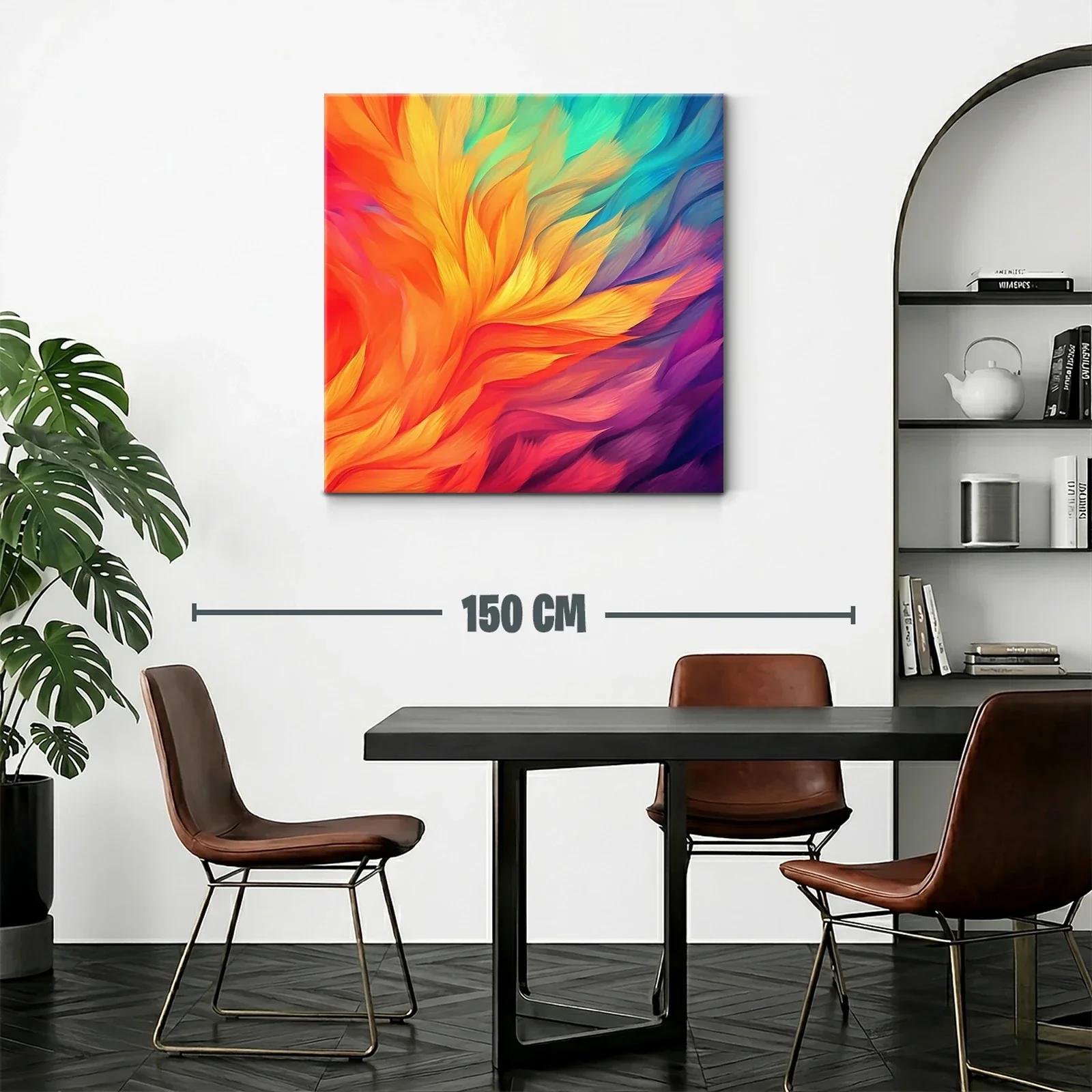 Cuadro abstracto en vibrantes tonos cálidos y fríos — miniatura 2