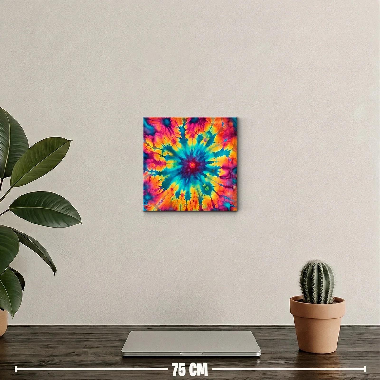 Cuadro abstracto multicolor con explosión de tonos vibrantes — miniatura 2