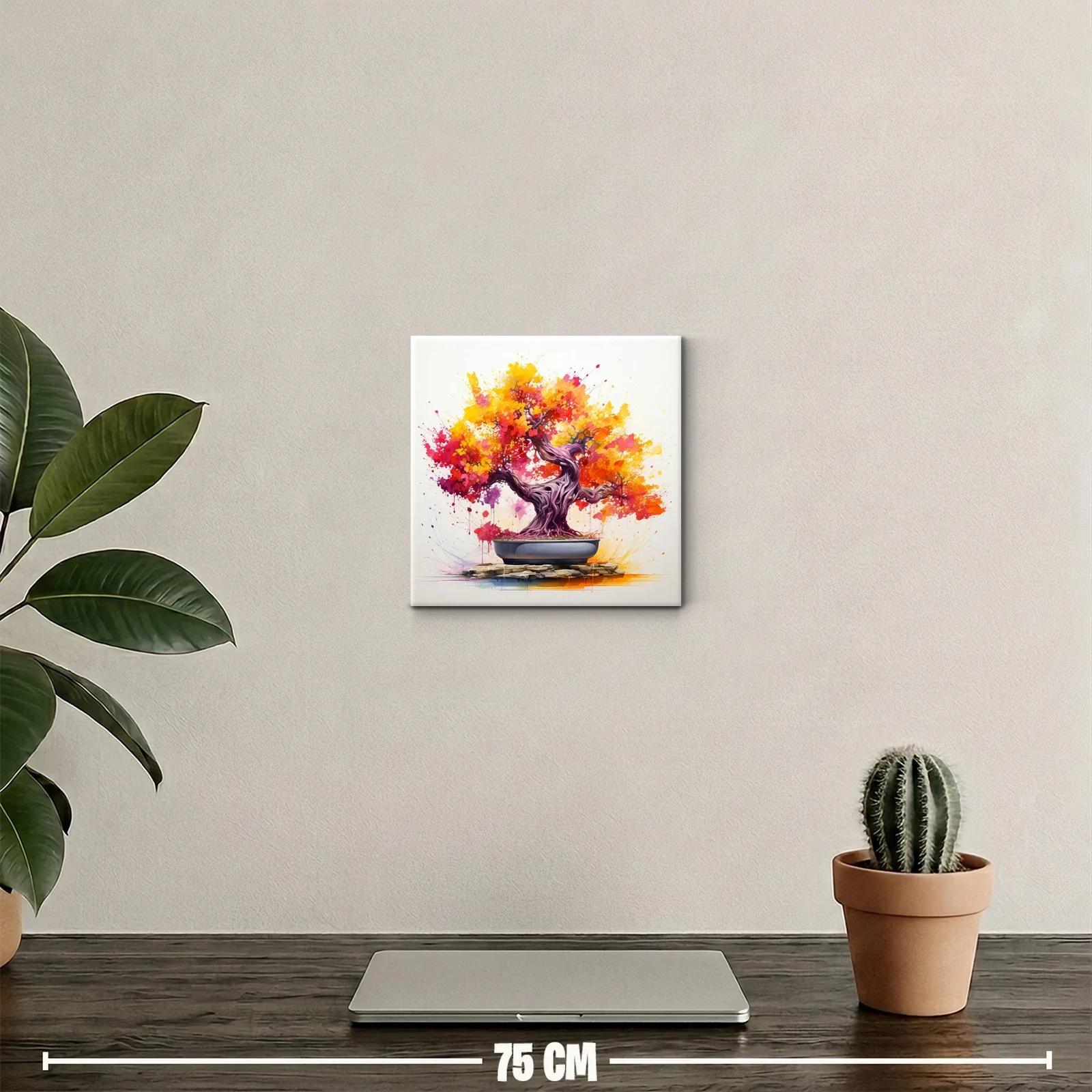 Árbol bonsái vibrante con explosión de colores cálidos — miniatura 2