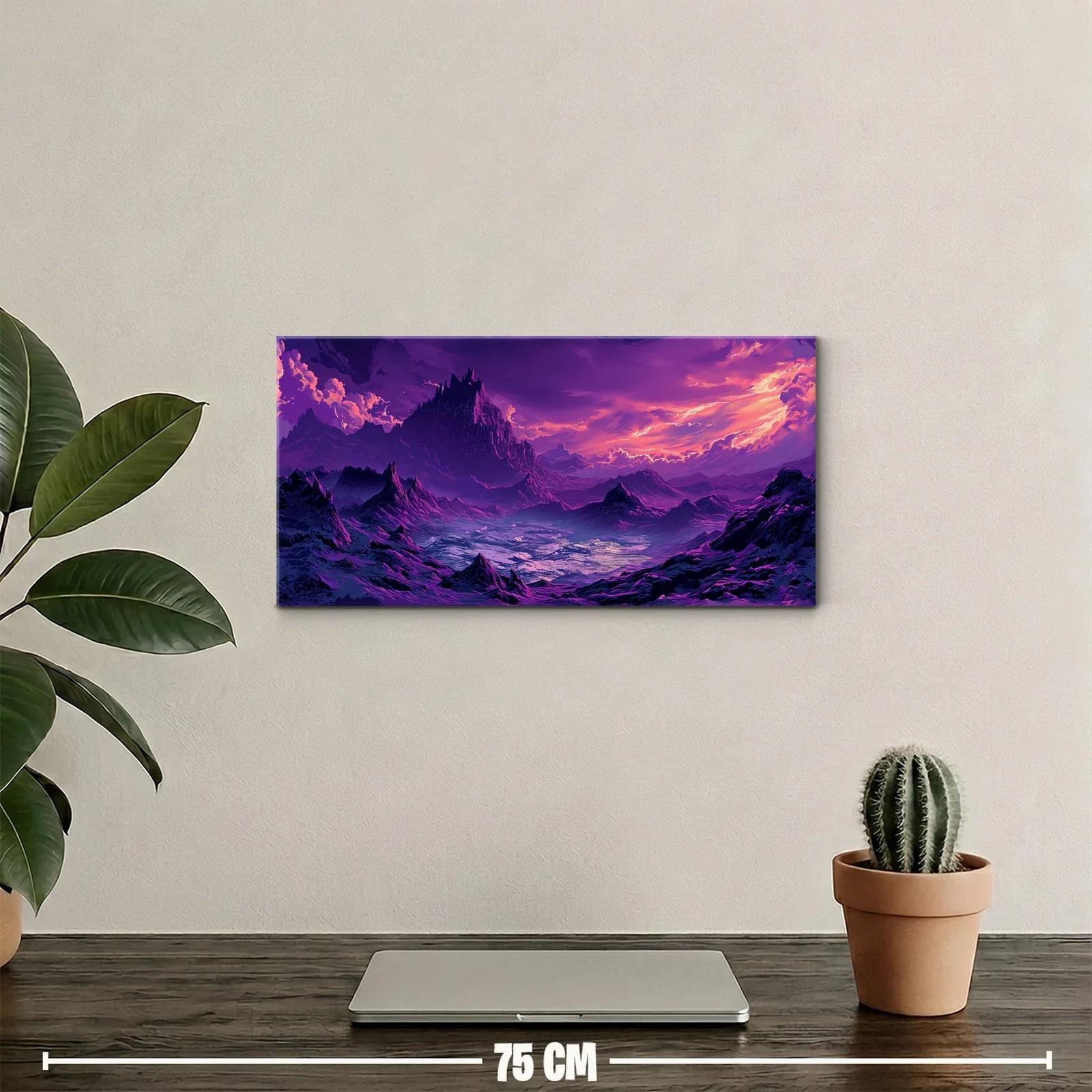 Cuadro paisaje montañoso fantástico con valle nebuloso — miniatura 2