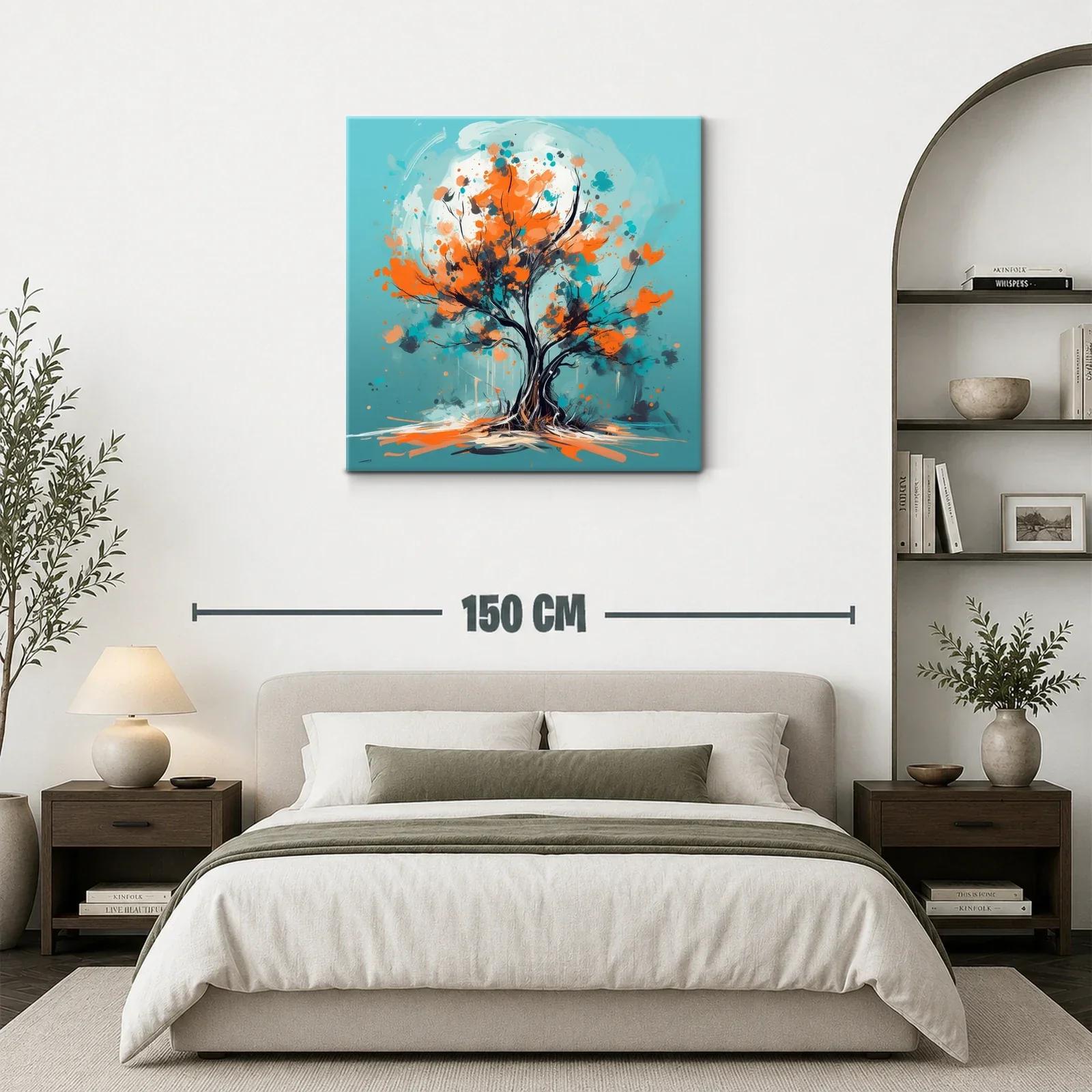 Árbol vibrante con tonos naranjas y turquesas — miniatura 3