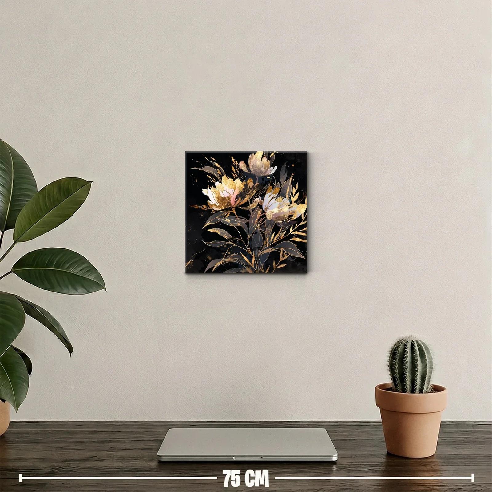 Flores doradas sobre fondo oscuro para elegante decoración — miniatura 2