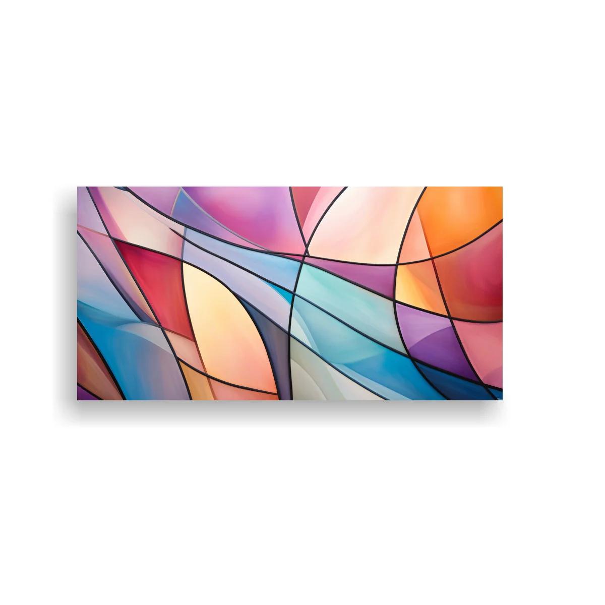 Cuadro abstracción geométrica curvilínea con líneas superpuestas — imagen principal