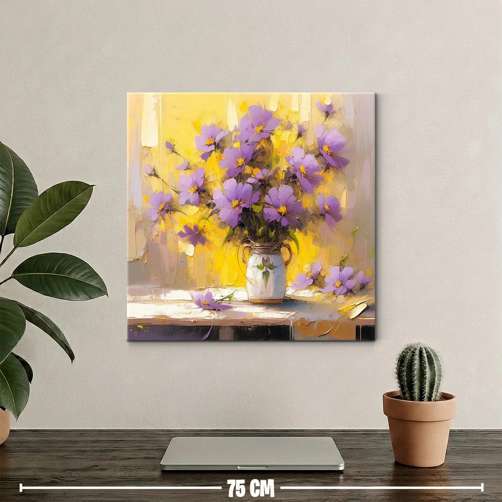 Ramo de flores lilas con fondo amarillo vibrante — miniatura 2