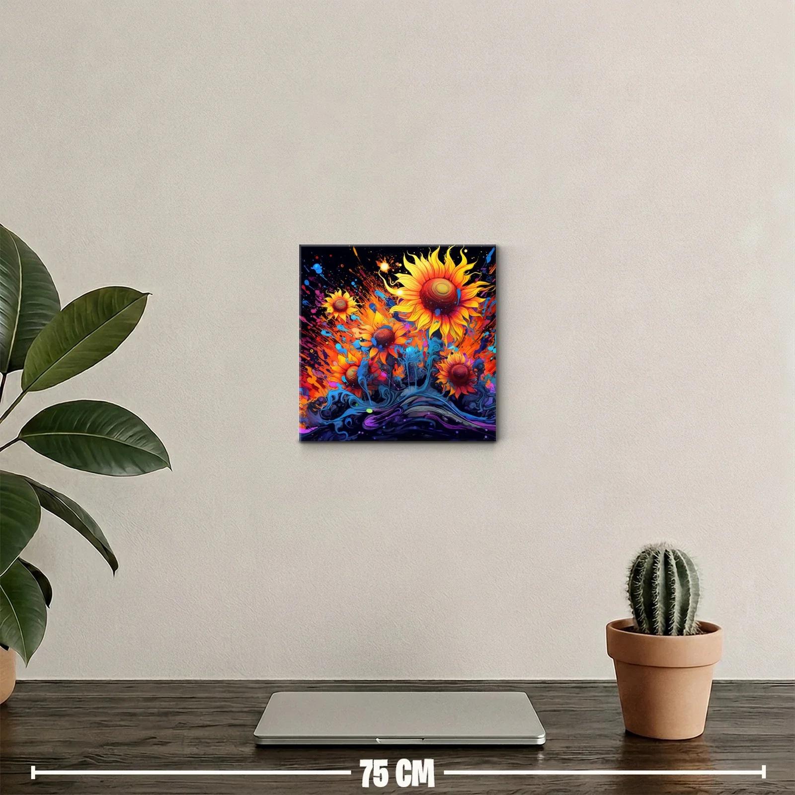 Cuadro vibrante con girasoles y explosión de colores — miniatura 2