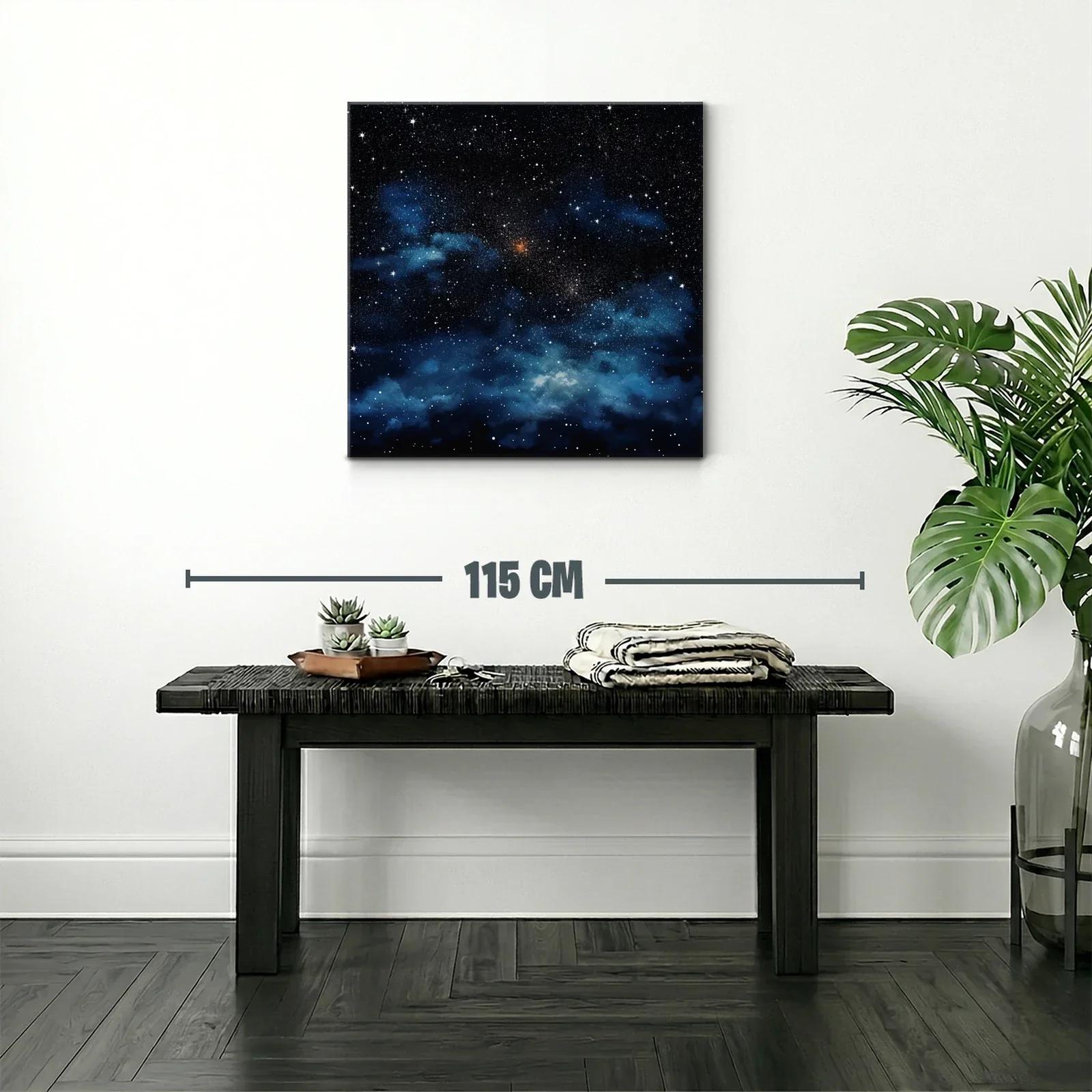 Cuadro de cielo estrellado con nebulosas azules y destellos blancos — miniatura 2