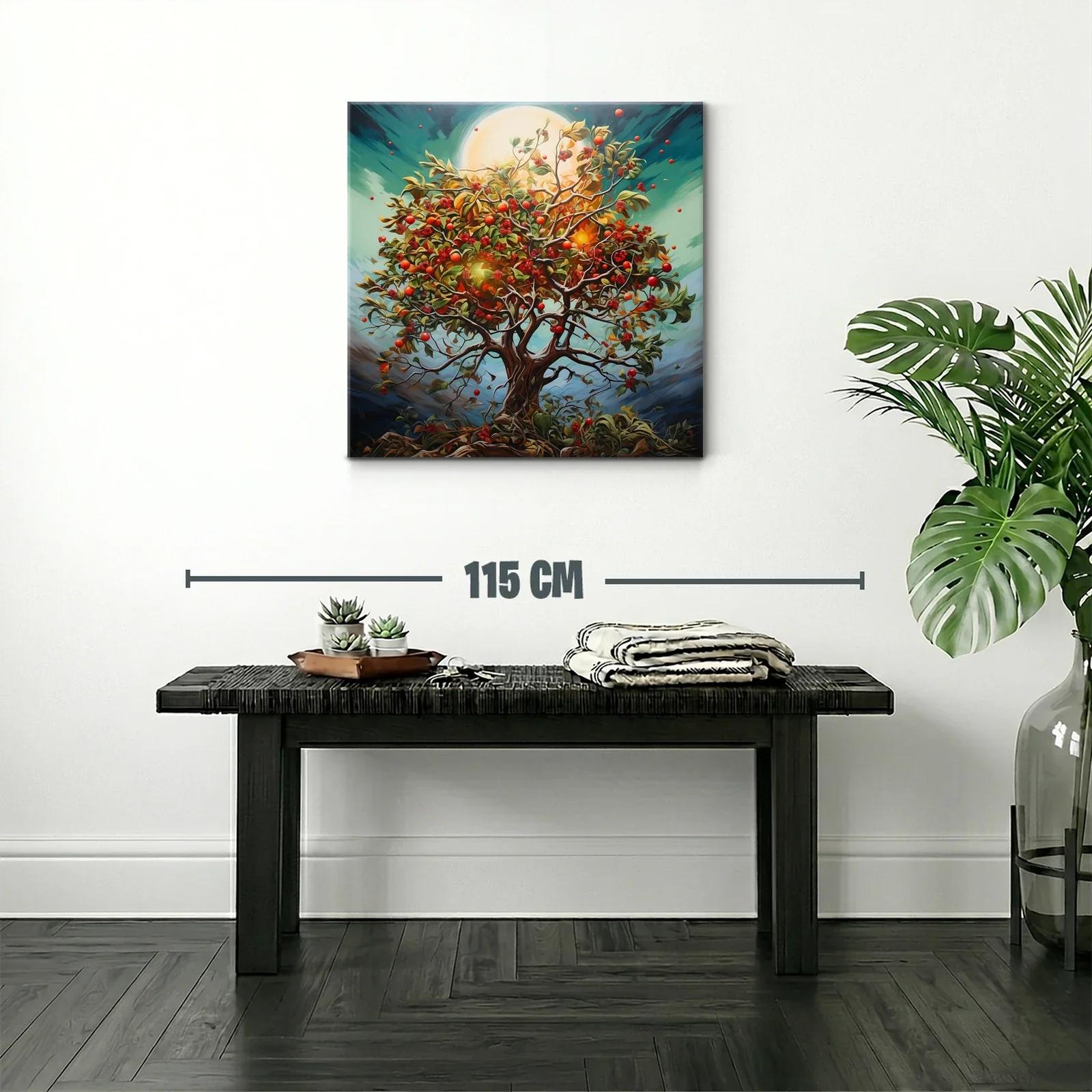 Árbol exuberante con frutos rojos y luz radiante — miniatura 2