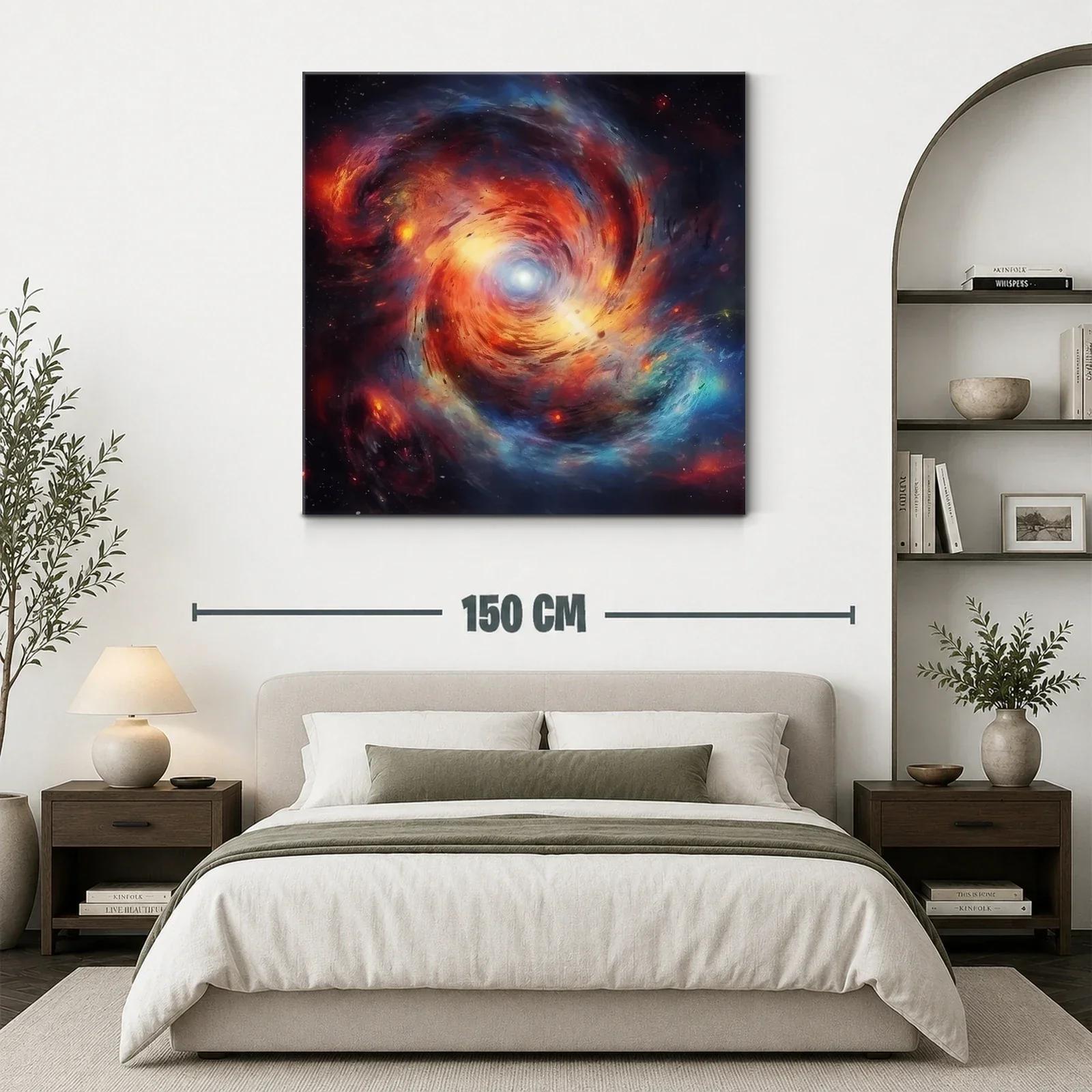 Cuadro abstracto de galaxia en vibrantes tonos cálidos y fríos — miniatura 3