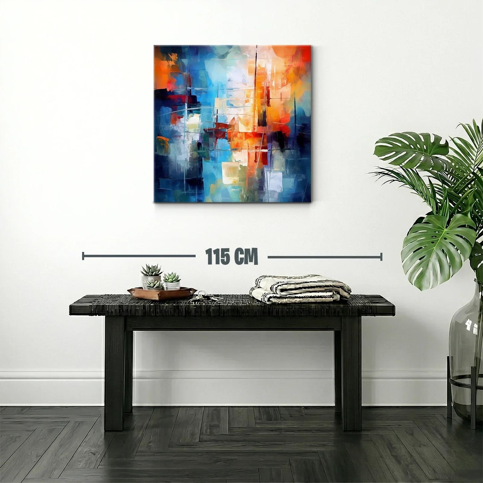 Composición abstracta moderna en tonos azul y naranja — miniatura 2