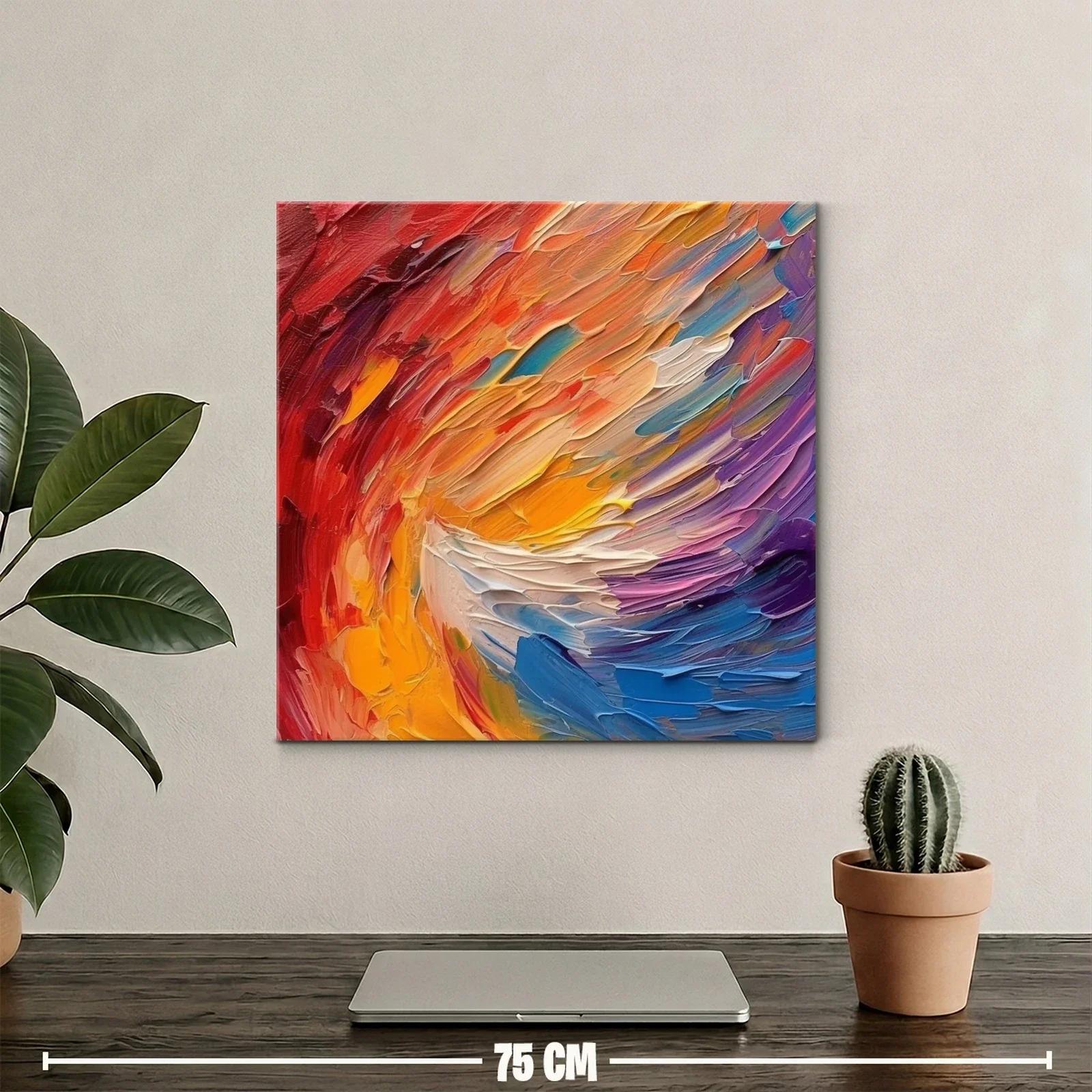 Cuadro abstracto enérgico con vibrantes tonos cálidos y fríos — miniatura 2