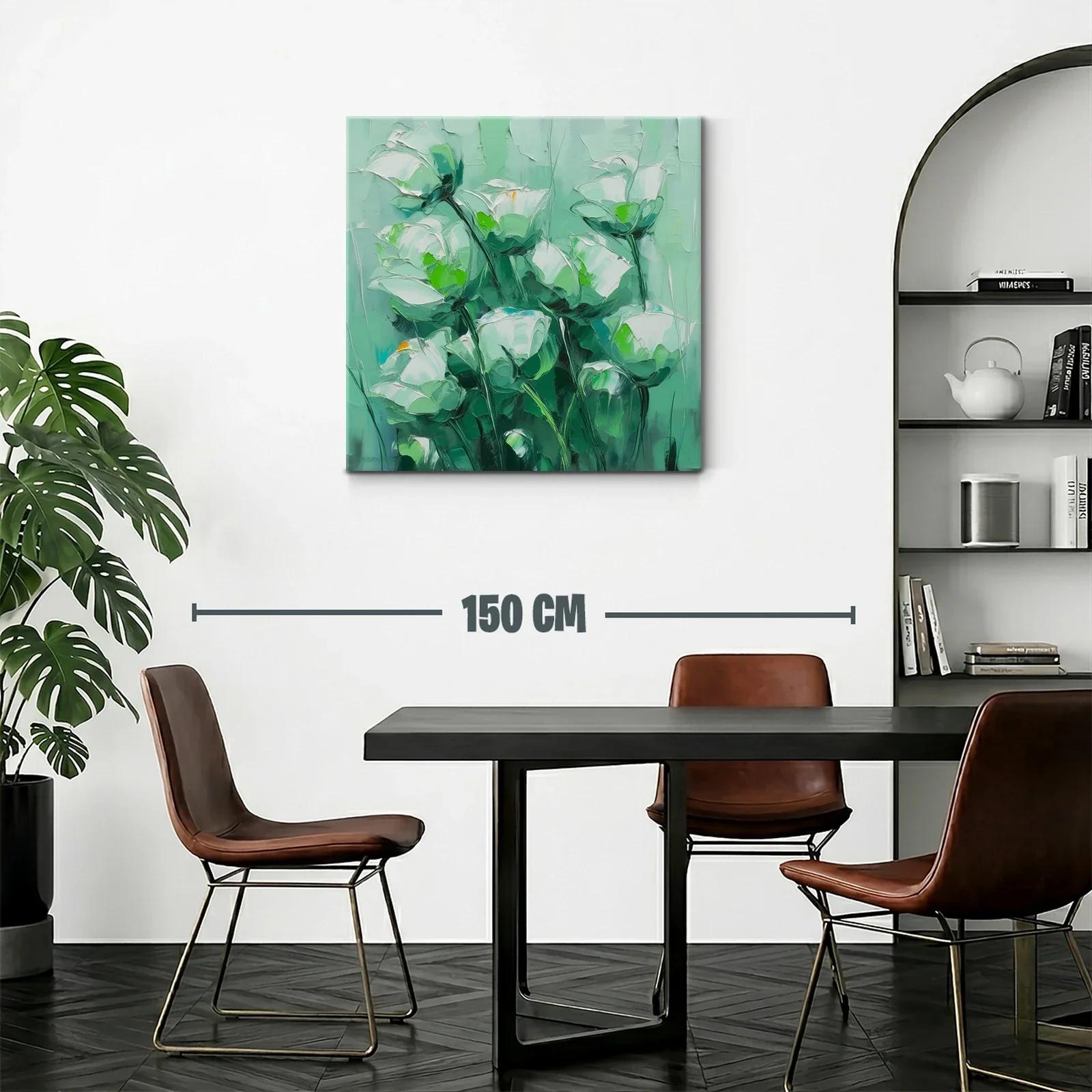 Cuadro floral con tonos verdes y blancos suaves — miniatura 2