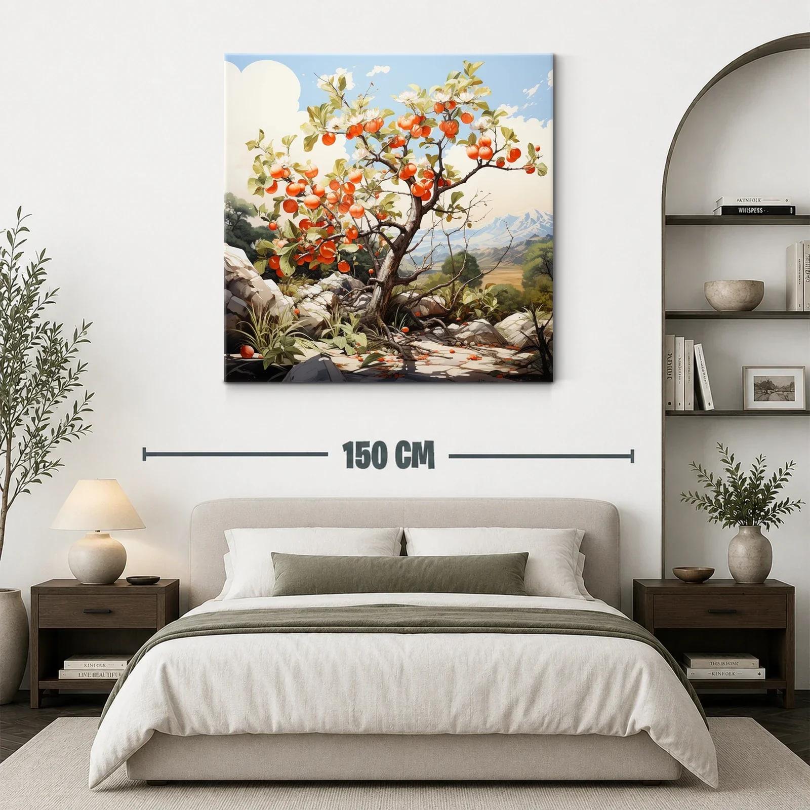 Árbol frutal en paisaje natural con tonos cálidos y cielo azul — miniatura 3
