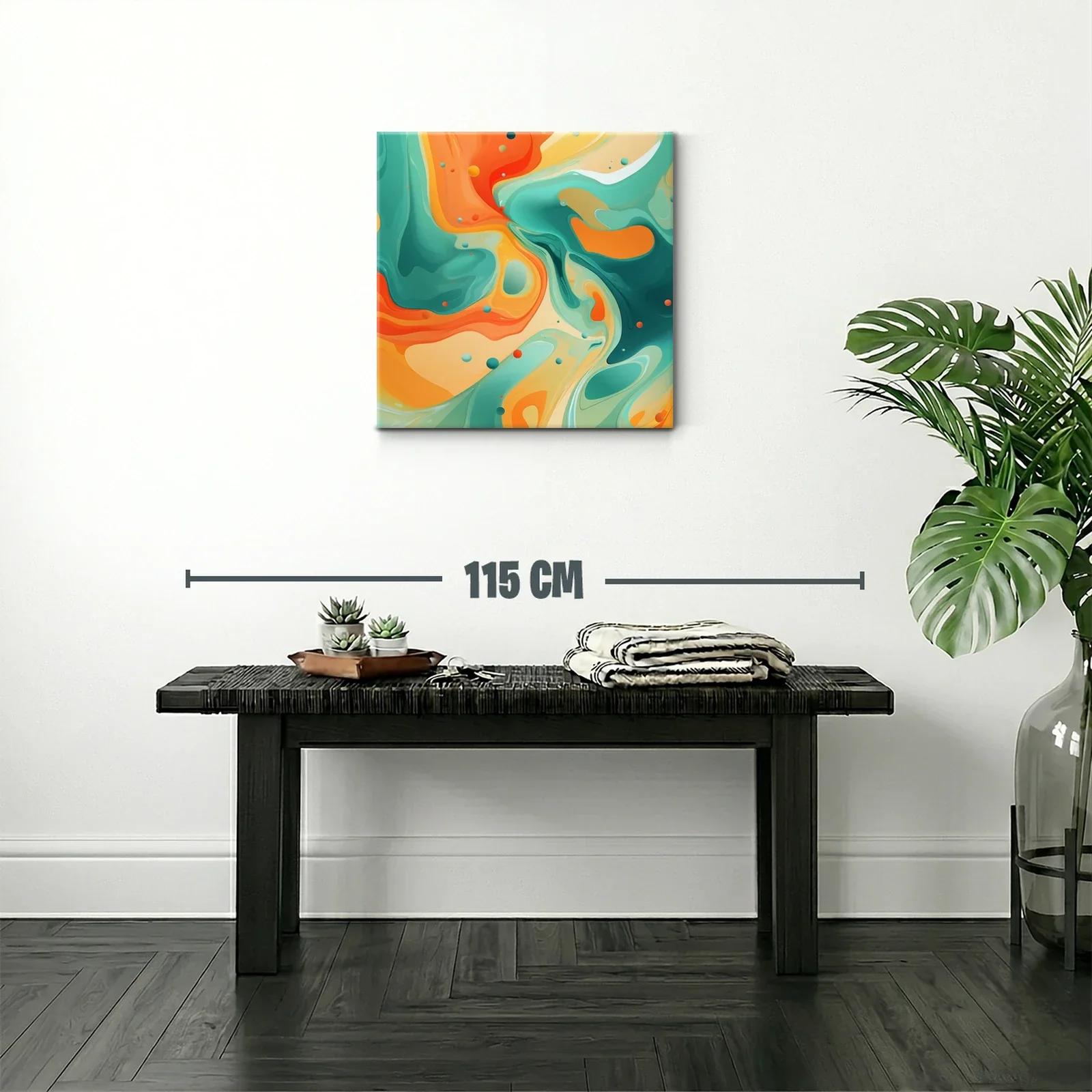 Arte abstracto con vibrantes tonos naranja y verde aqua — miniatura 2