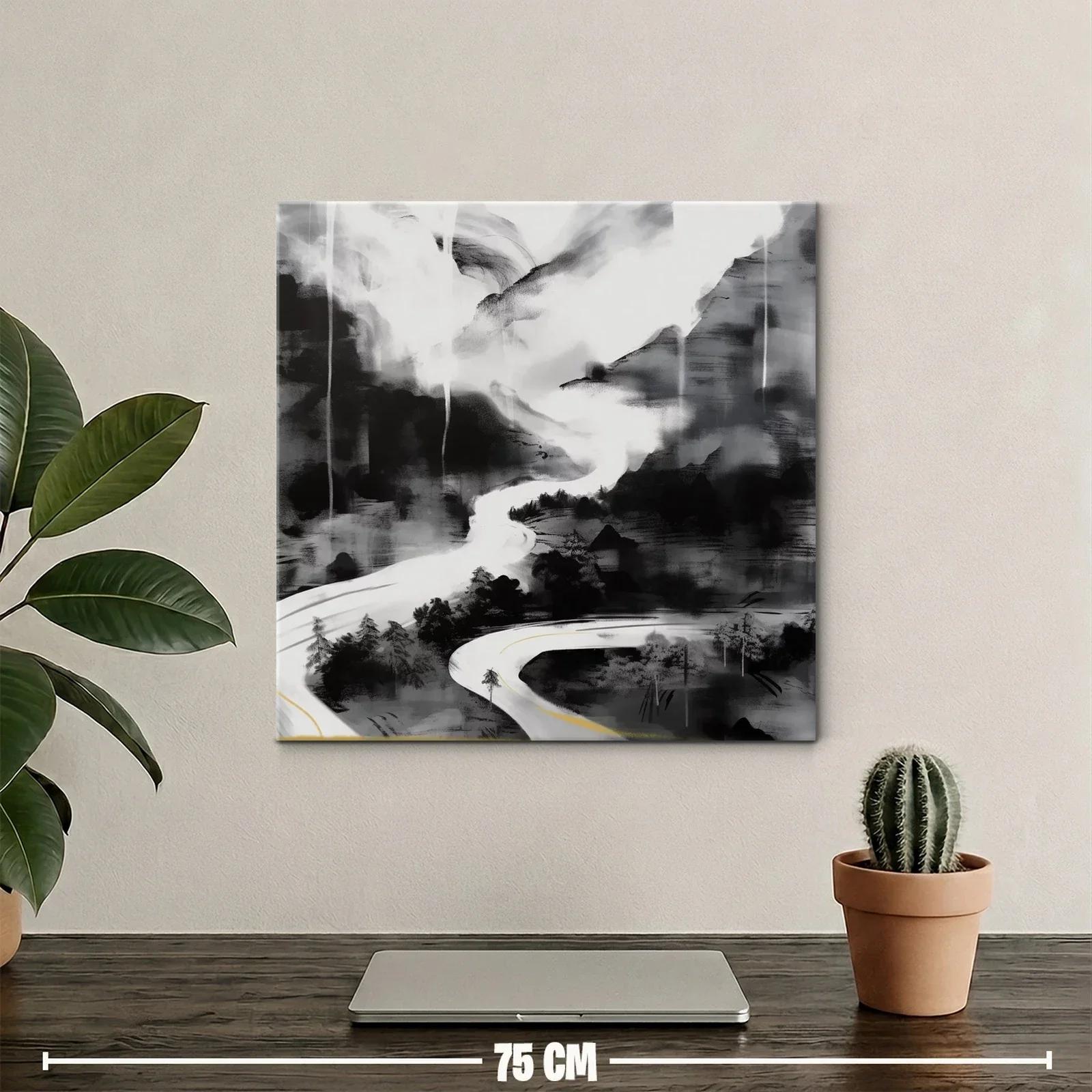 Paisaje abstracto en tonos grises con sinuoso camino — miniatura 2