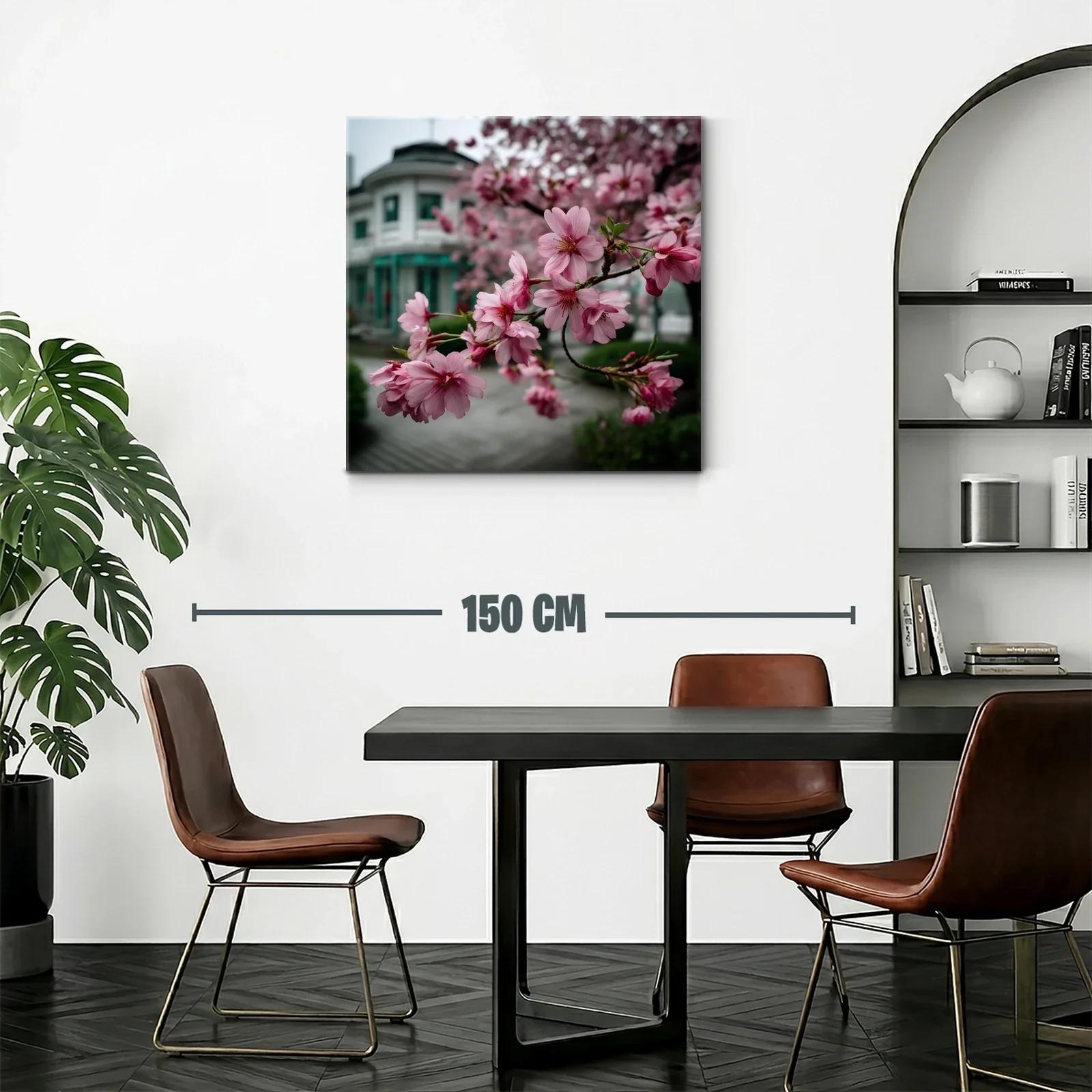 Rama de flores rosas con fondo urbano suave — miniatura 2
