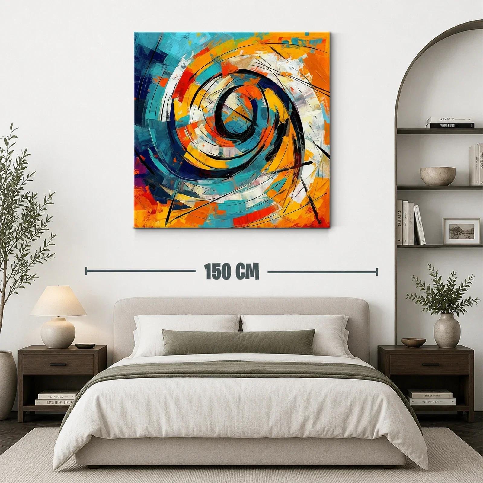 Cuadro abstracto con espiral dinámico y tonos vibrantes — miniatura 3