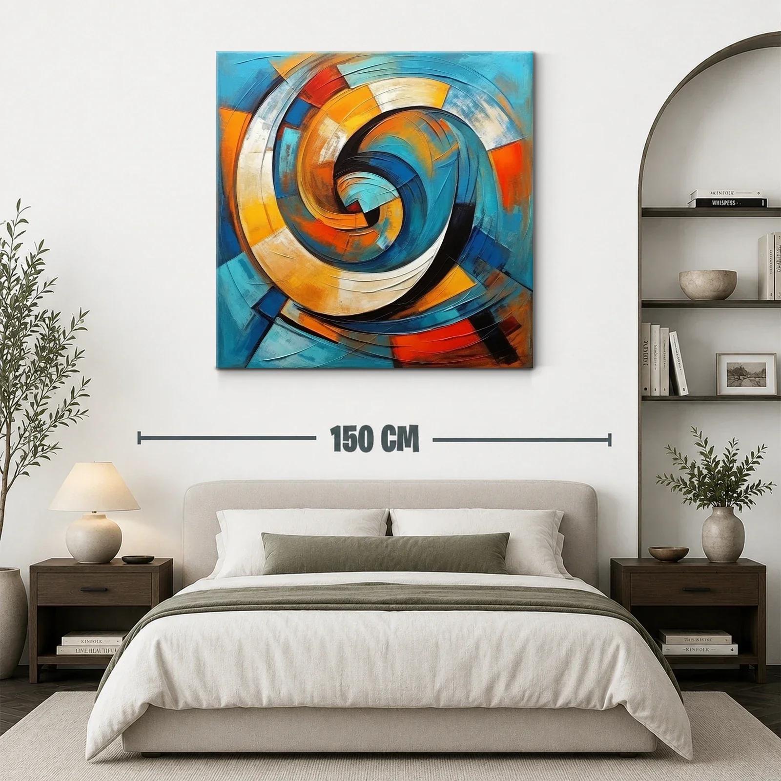 Cuadro abstracto espiral con tonos vibrantes y dinámicos — miniatura 3