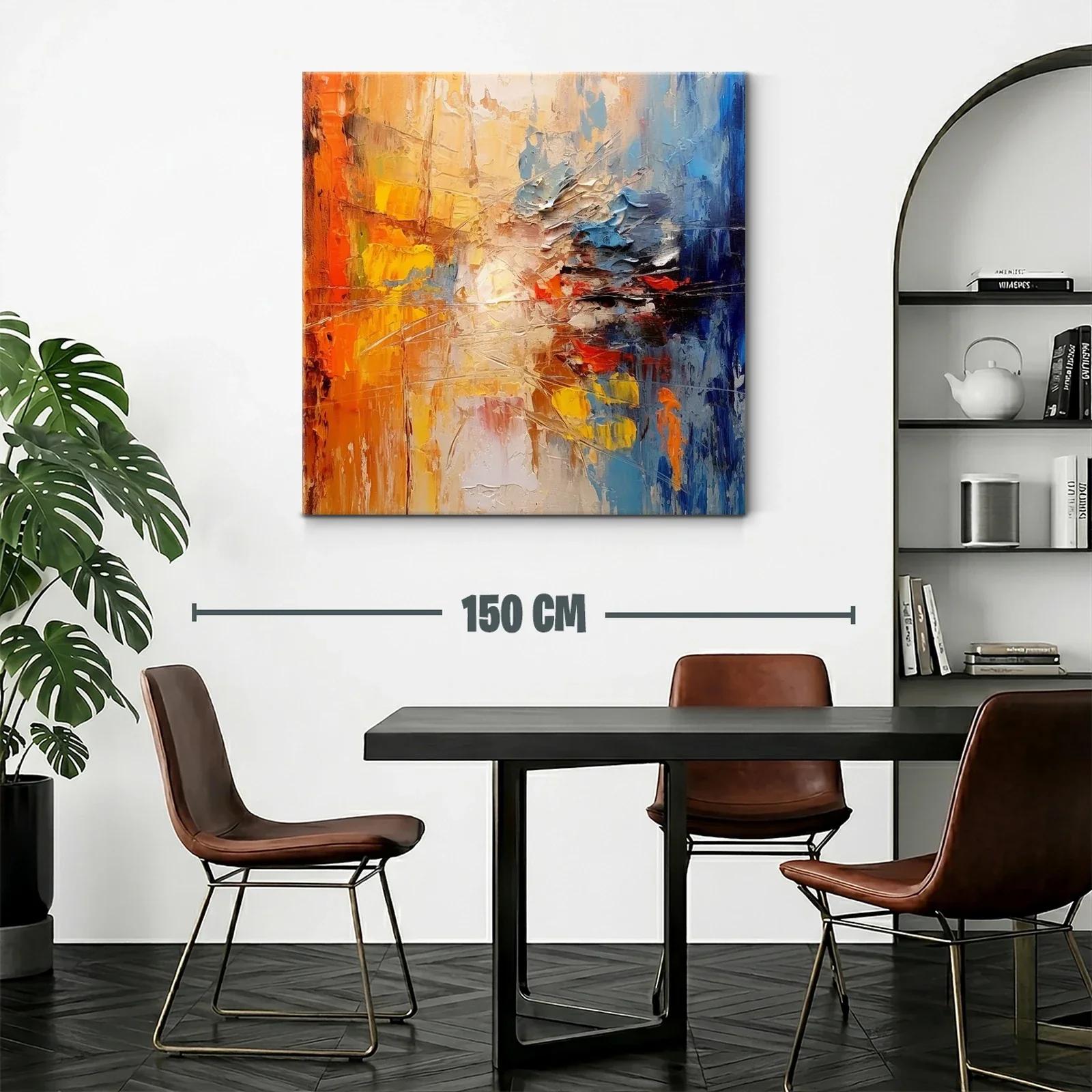 Cuadro abstracto con vibrantes contrastes en tonos cálidos y fríos — miniatura 2