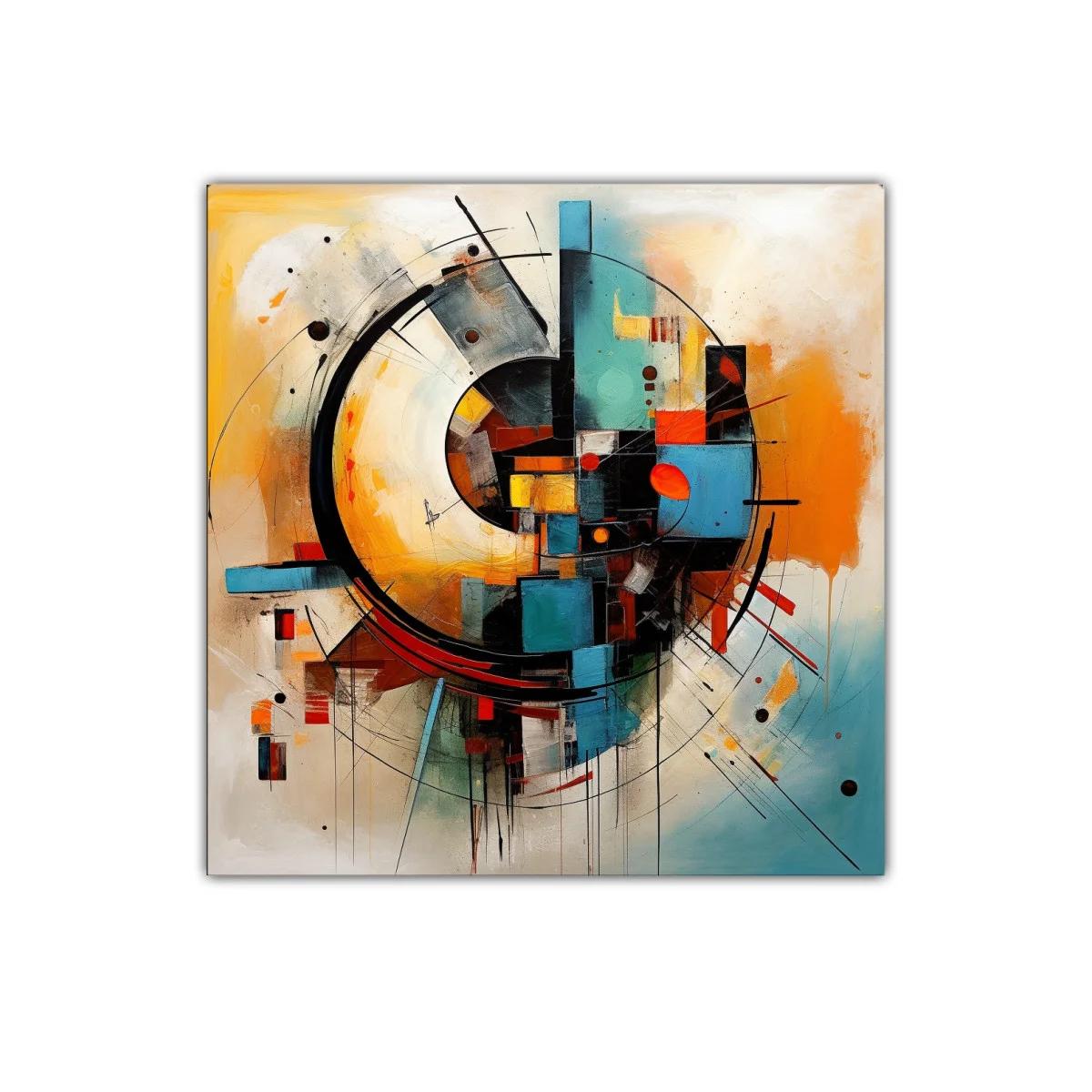 Arte abstracto vibrante con formas geométricas y colores cálidos — imagen principal