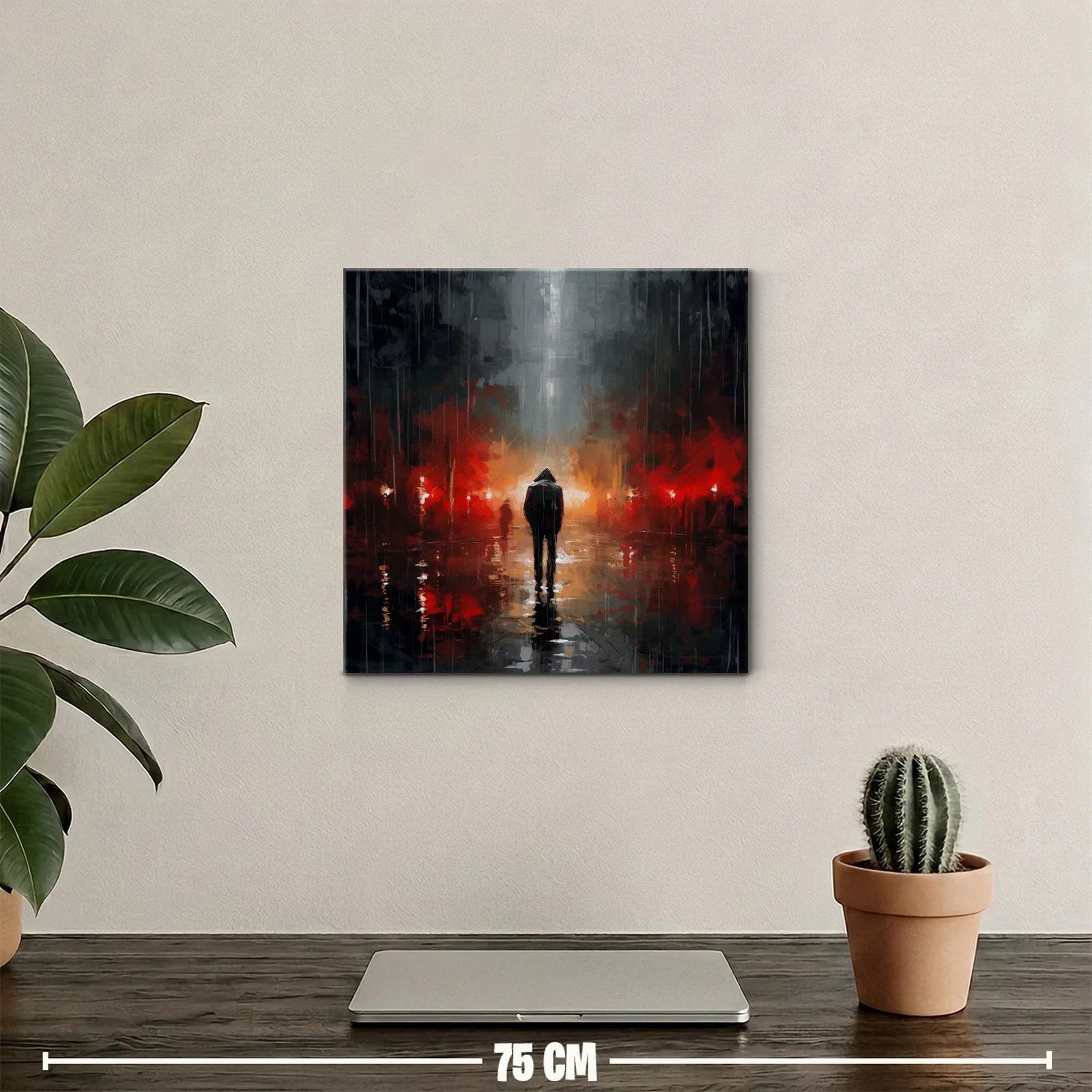 Figura solitaria en paisaje urbano nocturno lleno de luces — miniatura 2