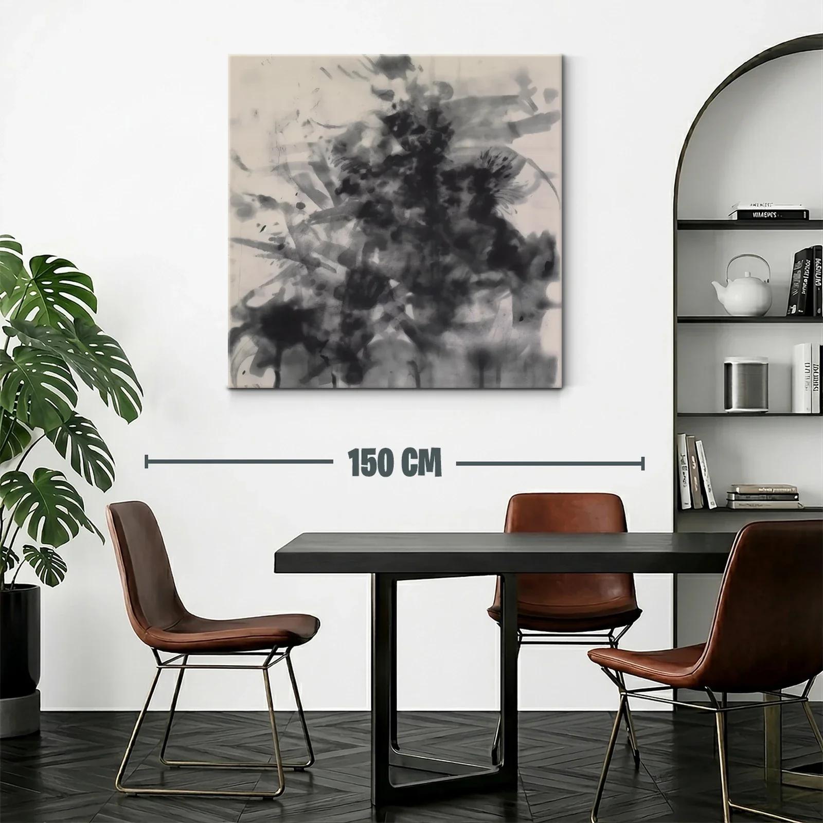 Cuadro abstracto en tonos grises para ambientes modernos — miniatura 2