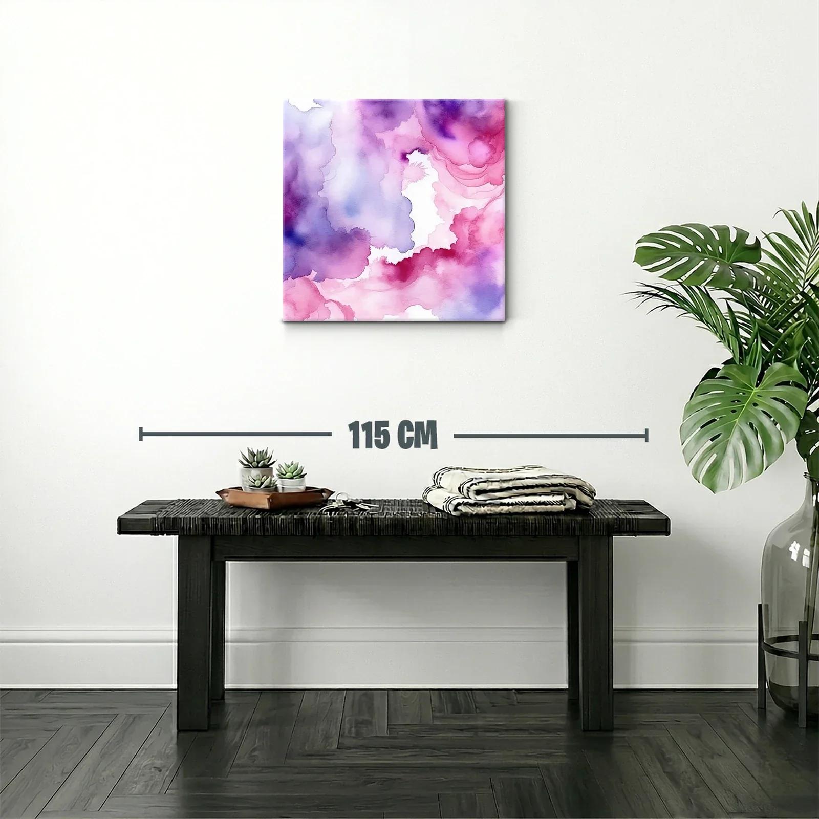 Cuadro abstracto con tonos morados y rosas vibrantes — miniatura 2