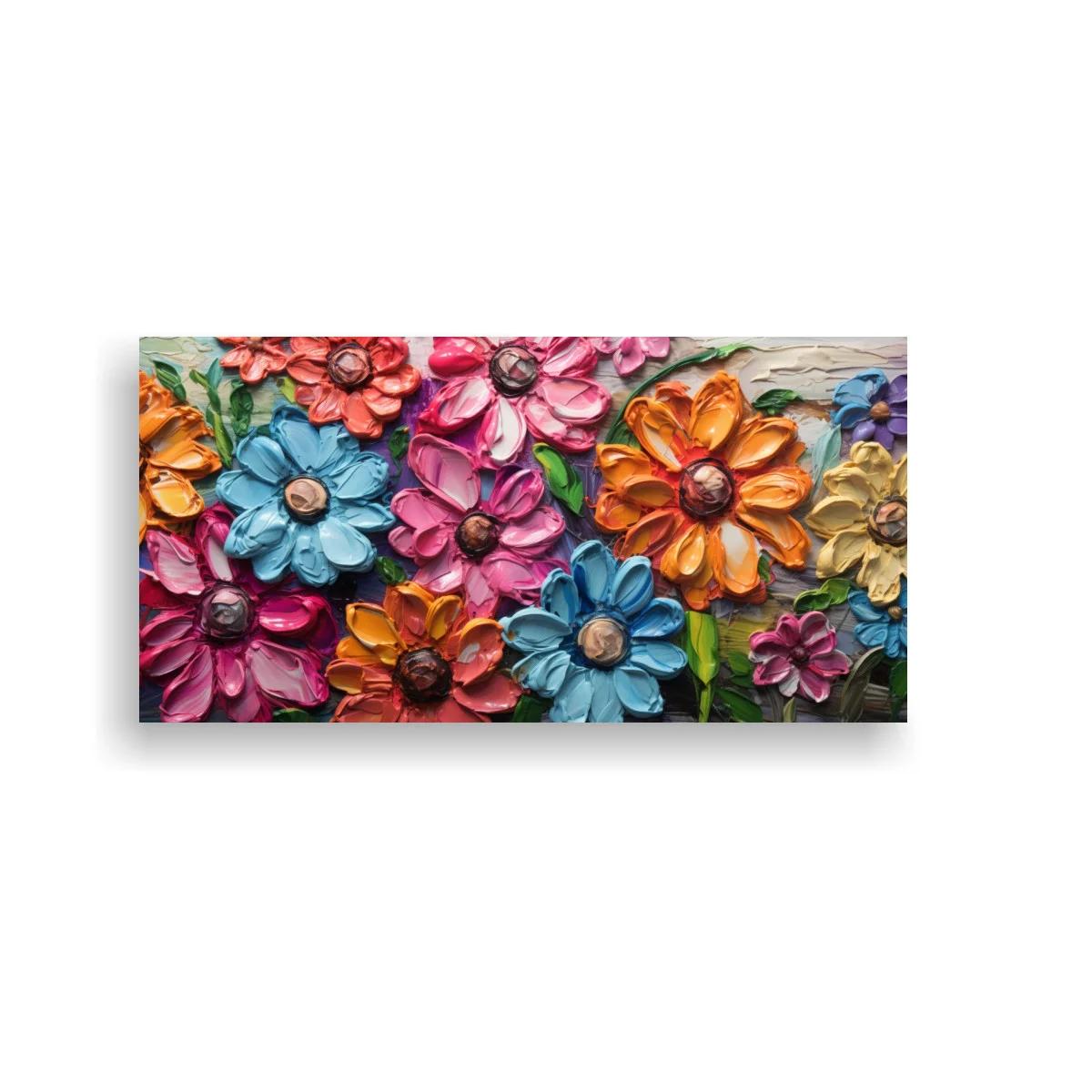Cuadro flores multicolor en relieve con fondo texturizado — imagen principal