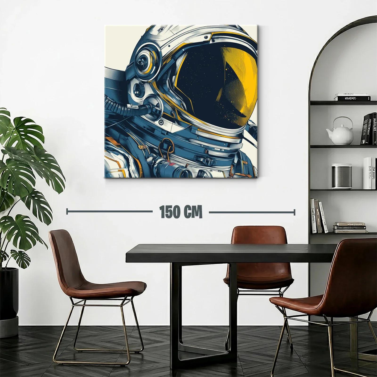 Cuadro astronauta futurista con detalles en azul y amarillo — miniatura 2