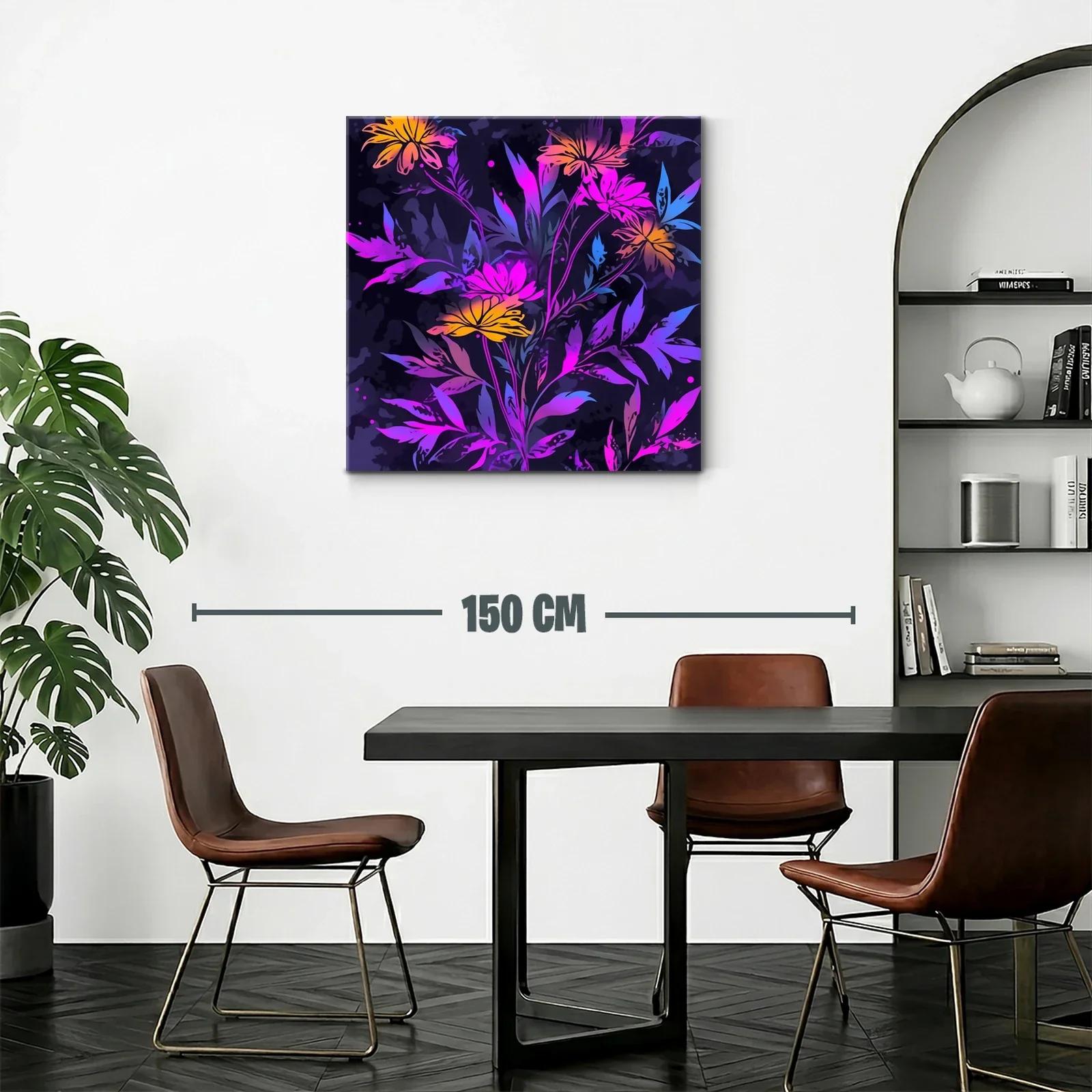 Cuadro floral con tonos vibrantes y fondo oscuro — miniatura 2