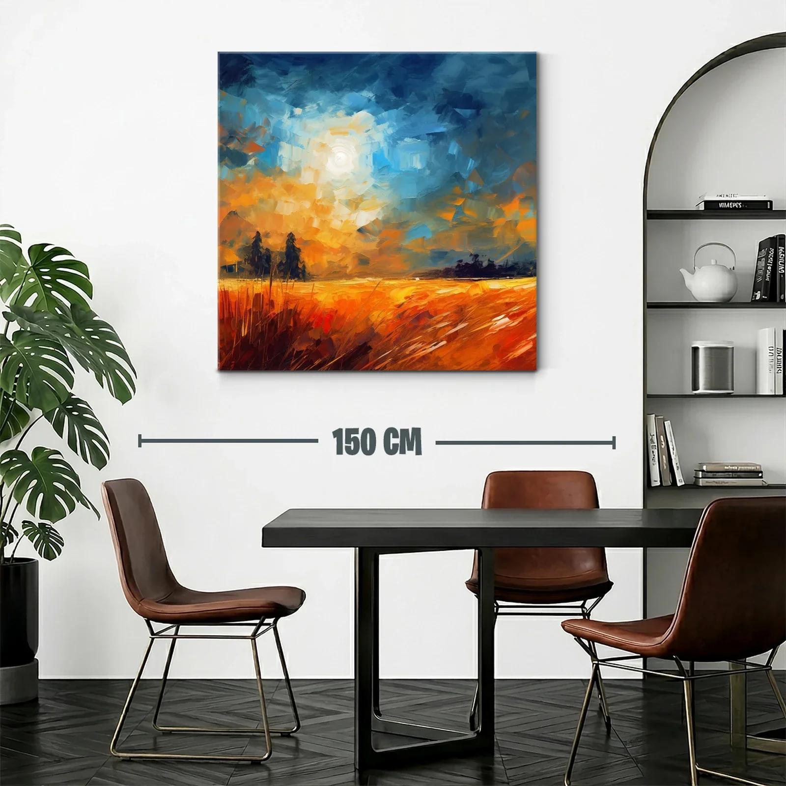 Paisaje abstracto de campo dorado al atardecer — miniatura 2
