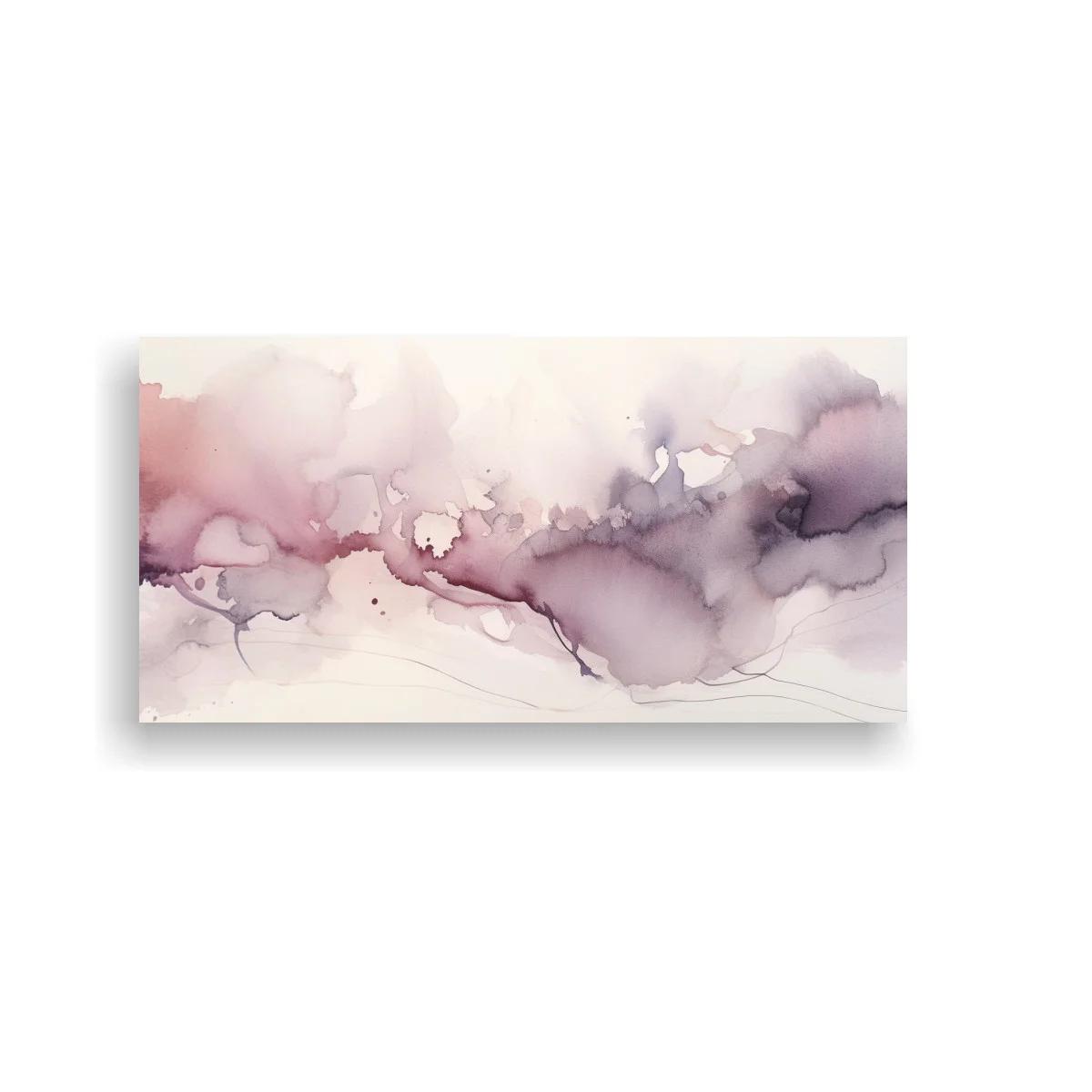 Cuadro mancha abstracta lila y rosa con banda orgánica — imagen principal