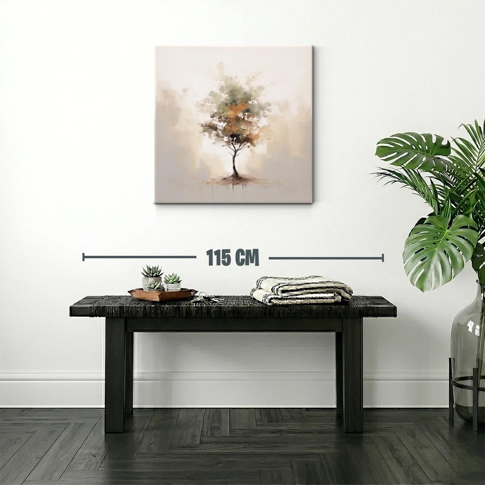 Cuadro abstracto de árbol con tonos neutros y tierra — miniatura 2