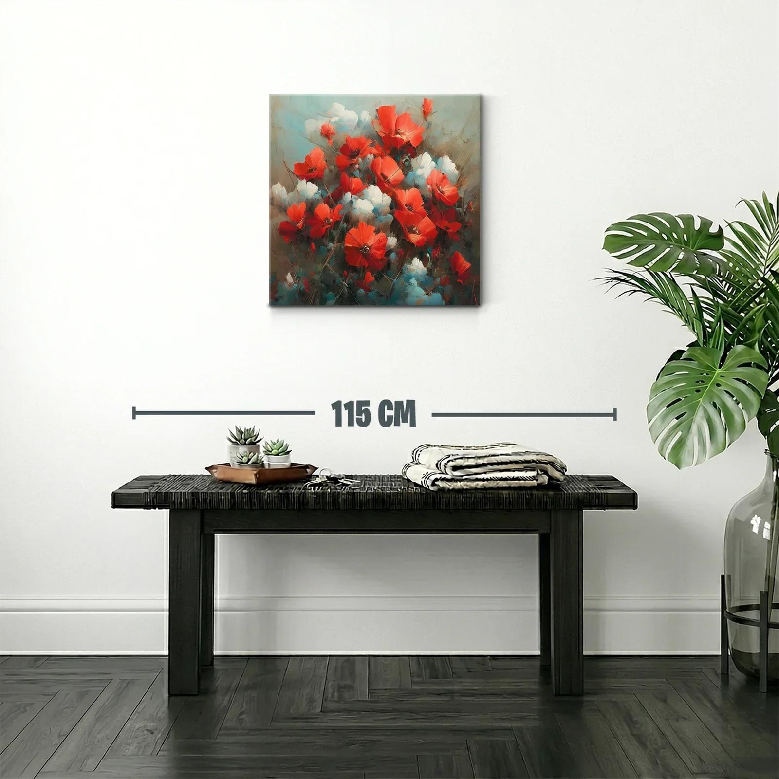 Cuadro floral con vibrantes amapolas rojas y detalles blancos — miniatura 2