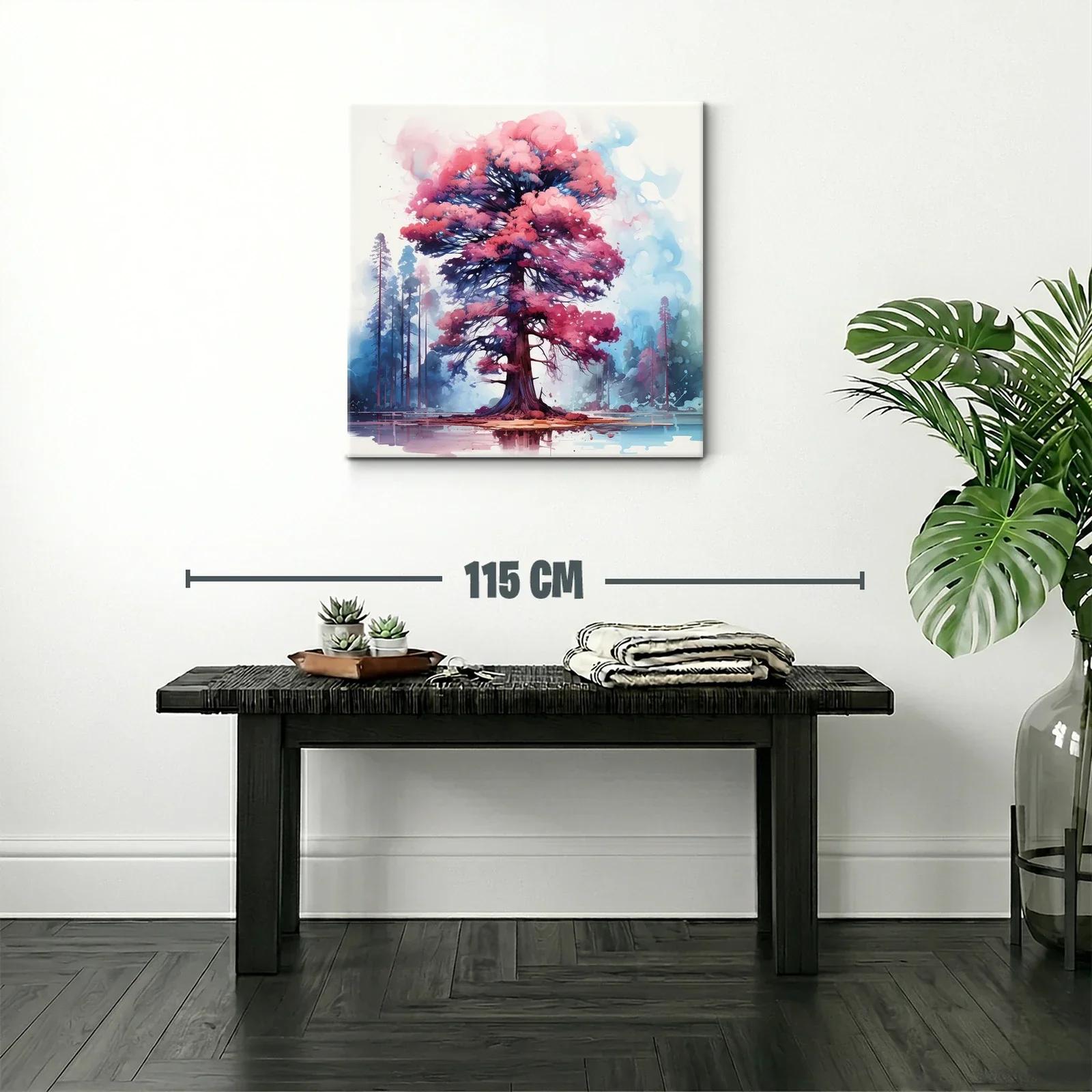 Árbol vibrante con follaje en tonos rosa y azul — miniatura 2