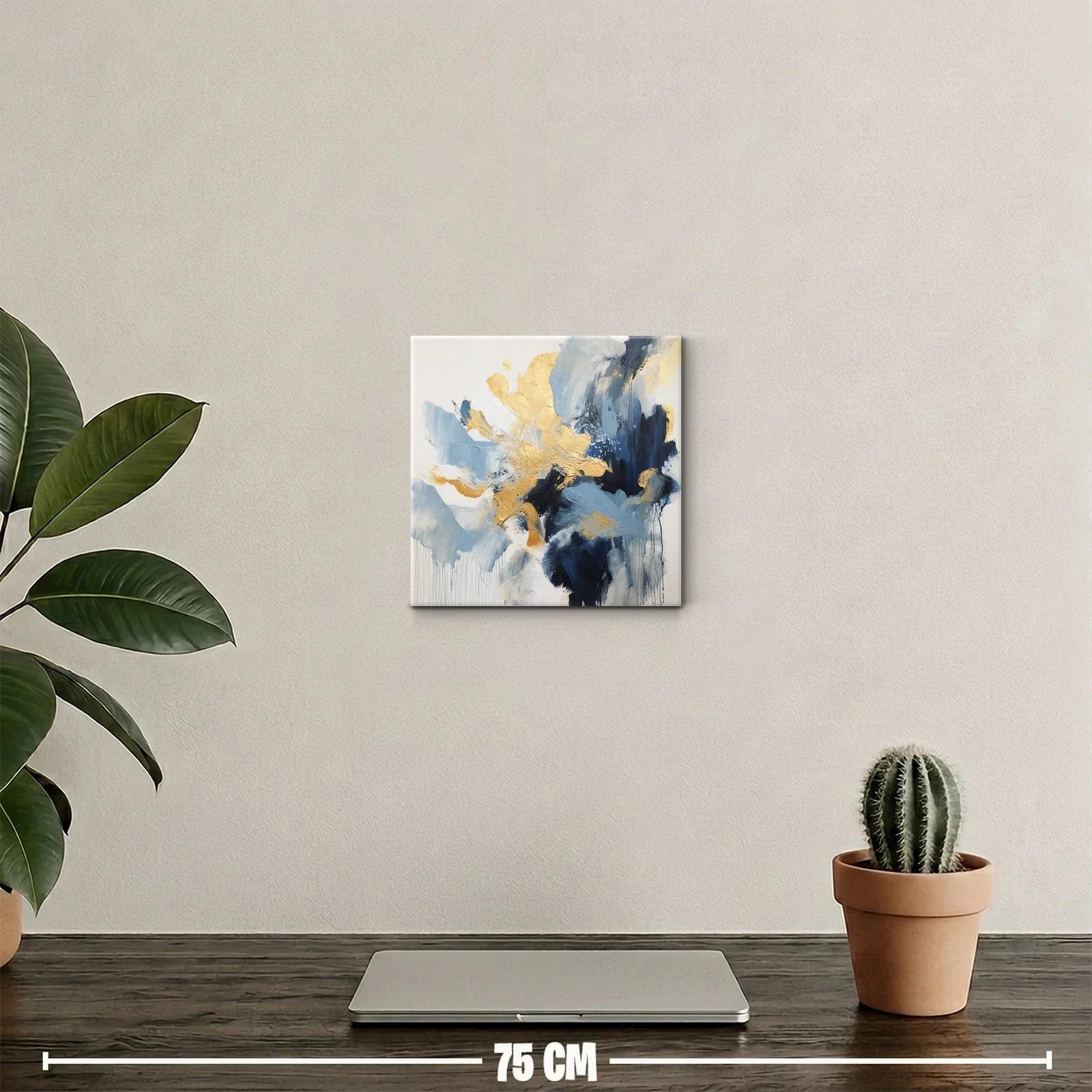 Cuadro decorativo con manchas doradas y tonos azules — miniatura 2