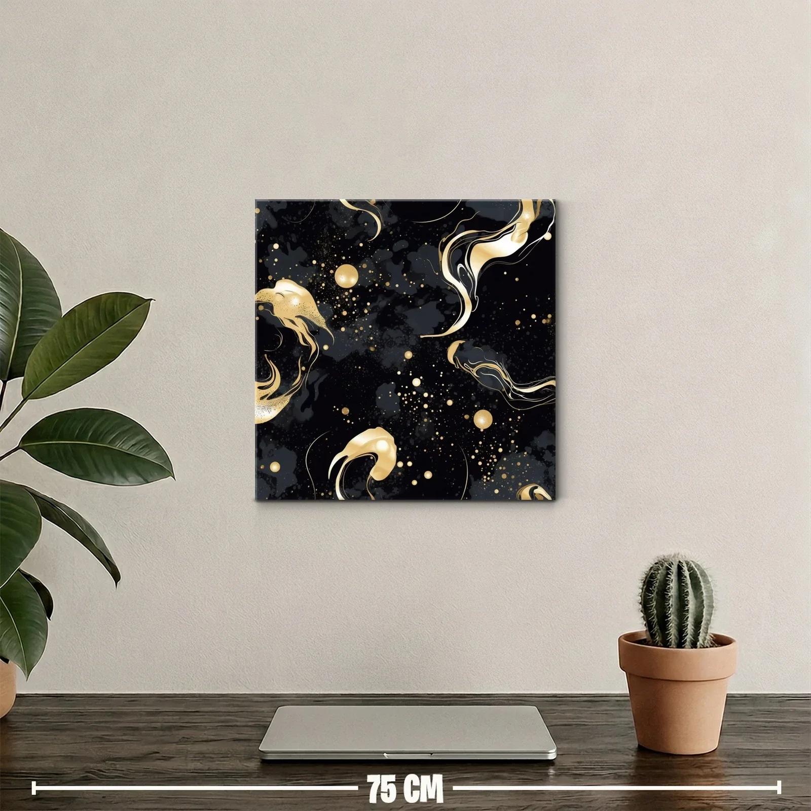 Cuadro abstracto con destellos dorados sobre fondo negro — miniatura 2