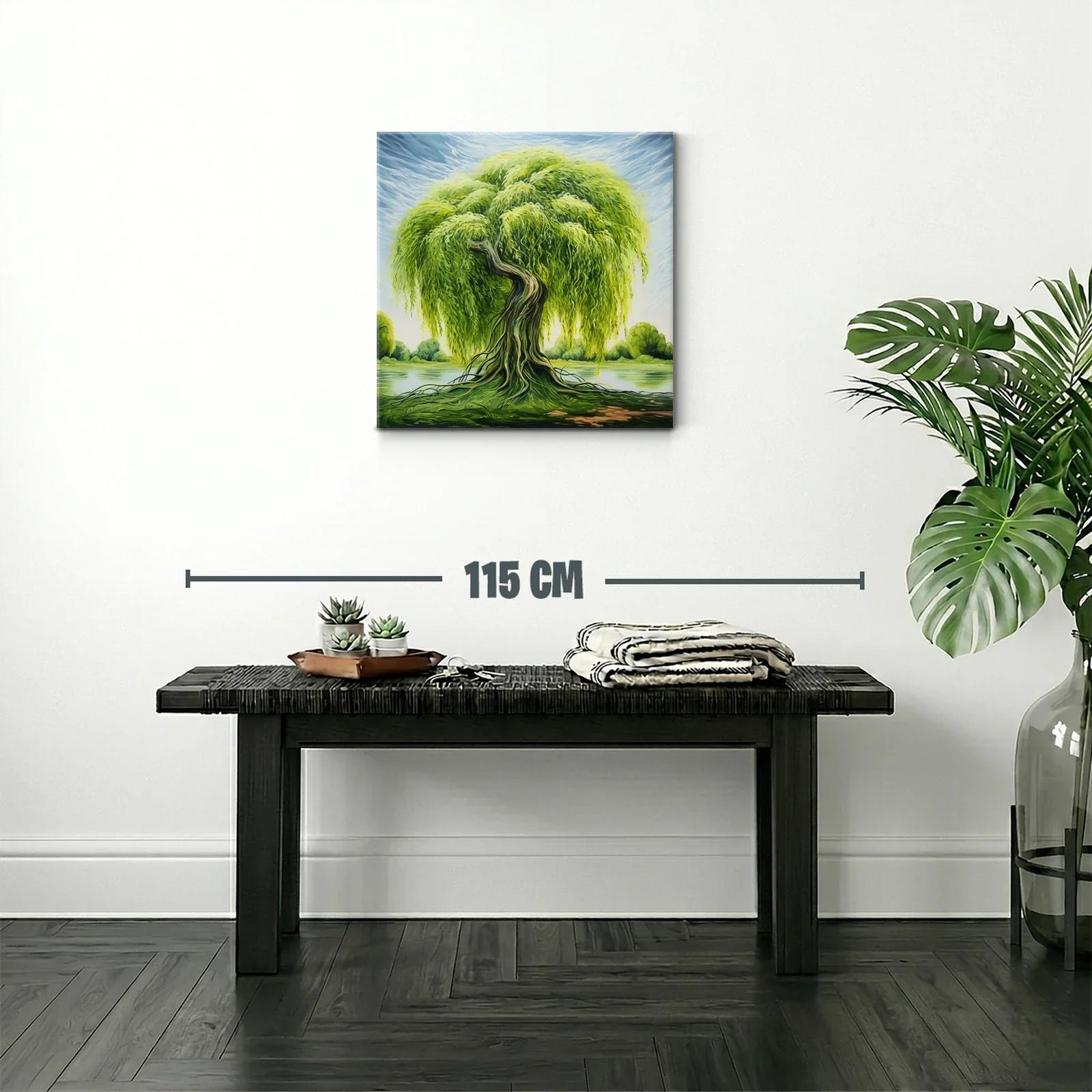 Esplendoroso árbol de sauce junto al agua en paisaje sereno — miniatura 2