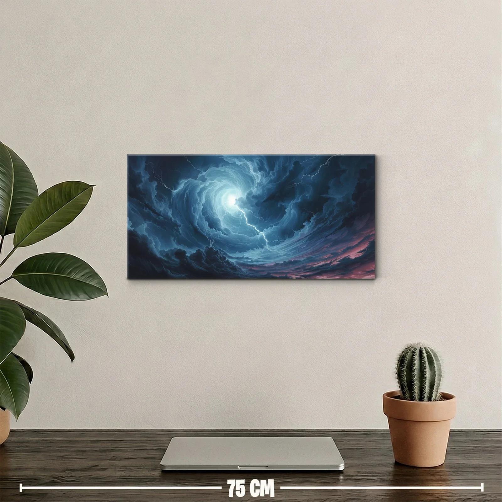 Cuadro cielo tormentoso en espiral con luz central — miniatura 2