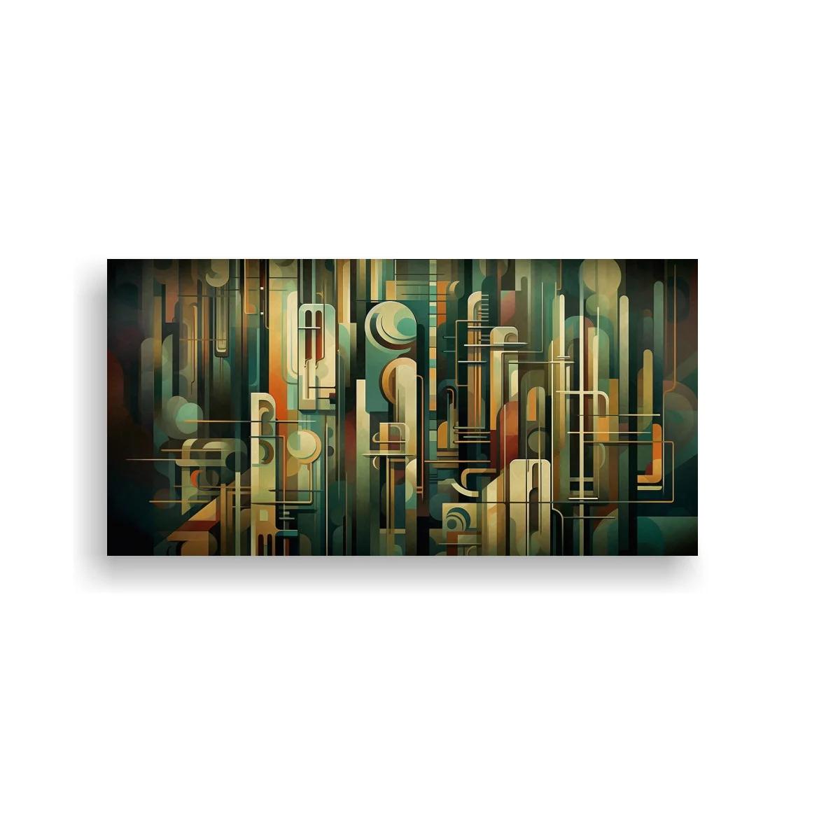 Cuadro composición geométrica abstracta con ritmo de líneas — imagen principal