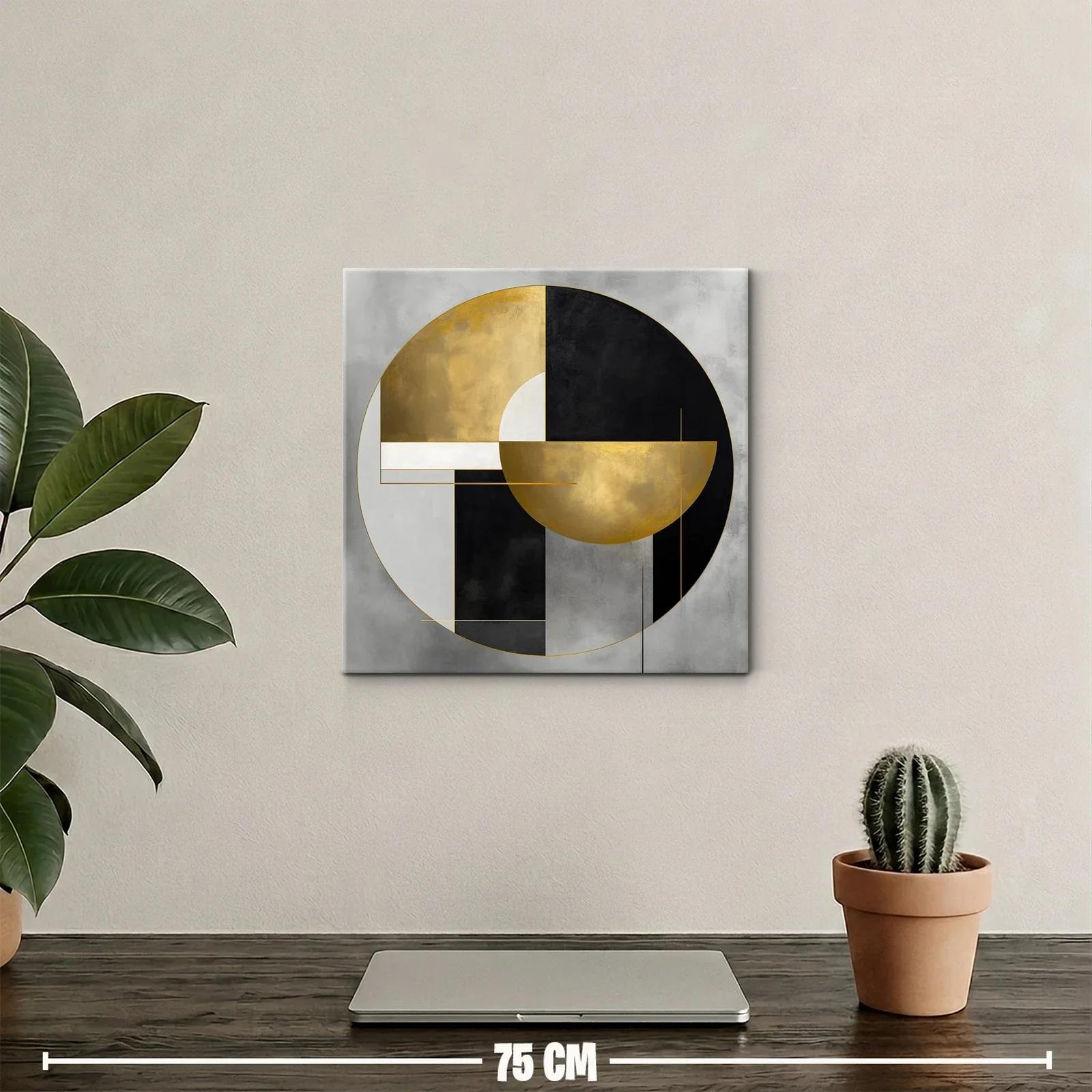 Composición geométrica en tonos dorados y negros — miniatura 2