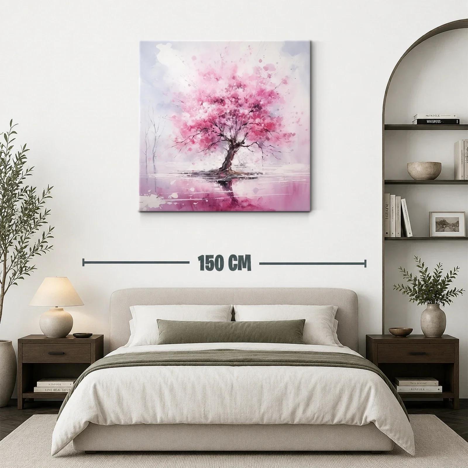 Árbol con vibrante floración en tonos rosas y reflejo — miniatura 3