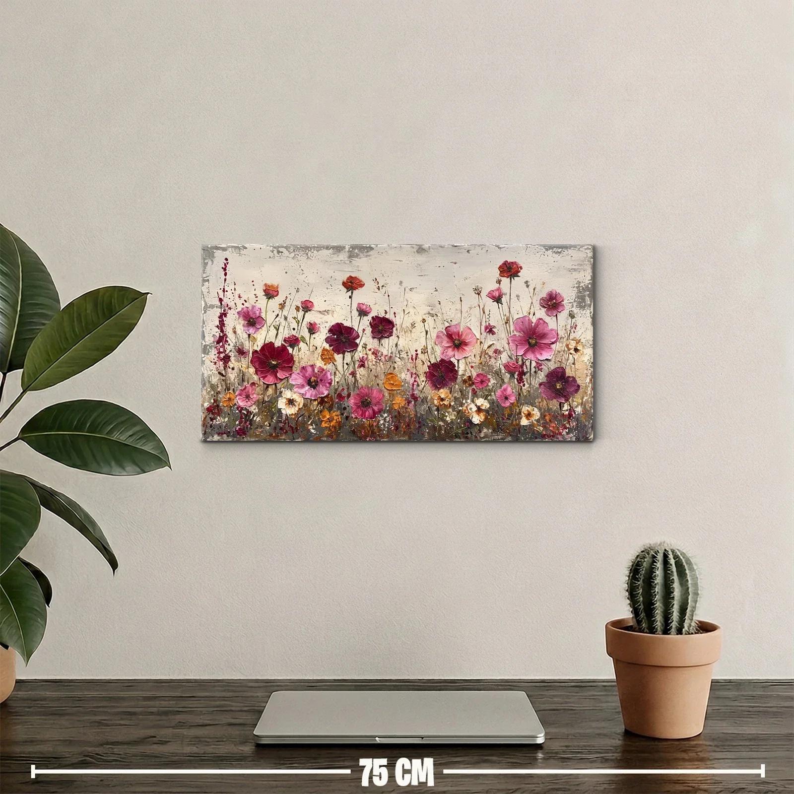 Cuadro amapolas rosas con fondo claro envejecido — miniatura 2