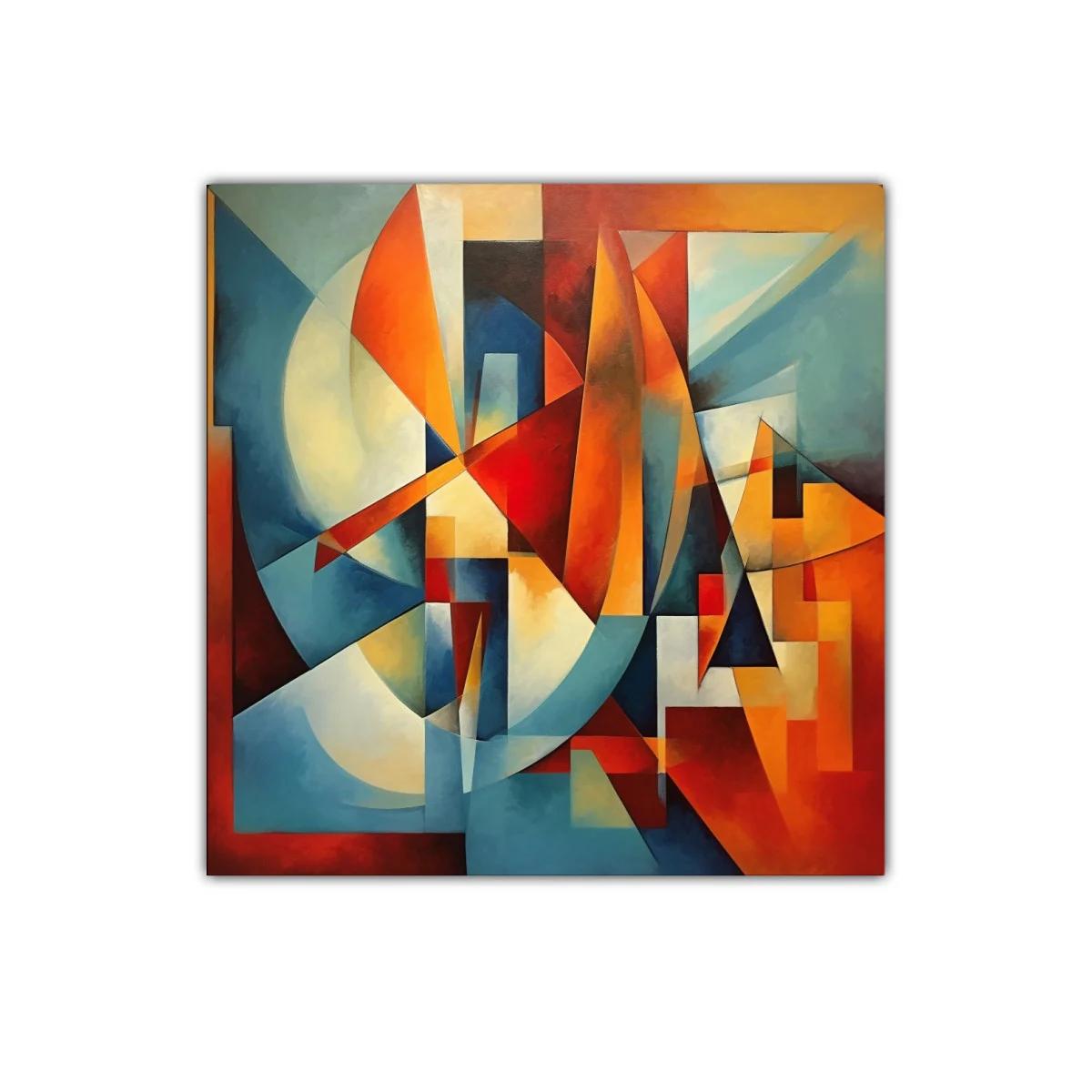 Cuadro abstracto con geometría cálida y vibrante — miniatura 1