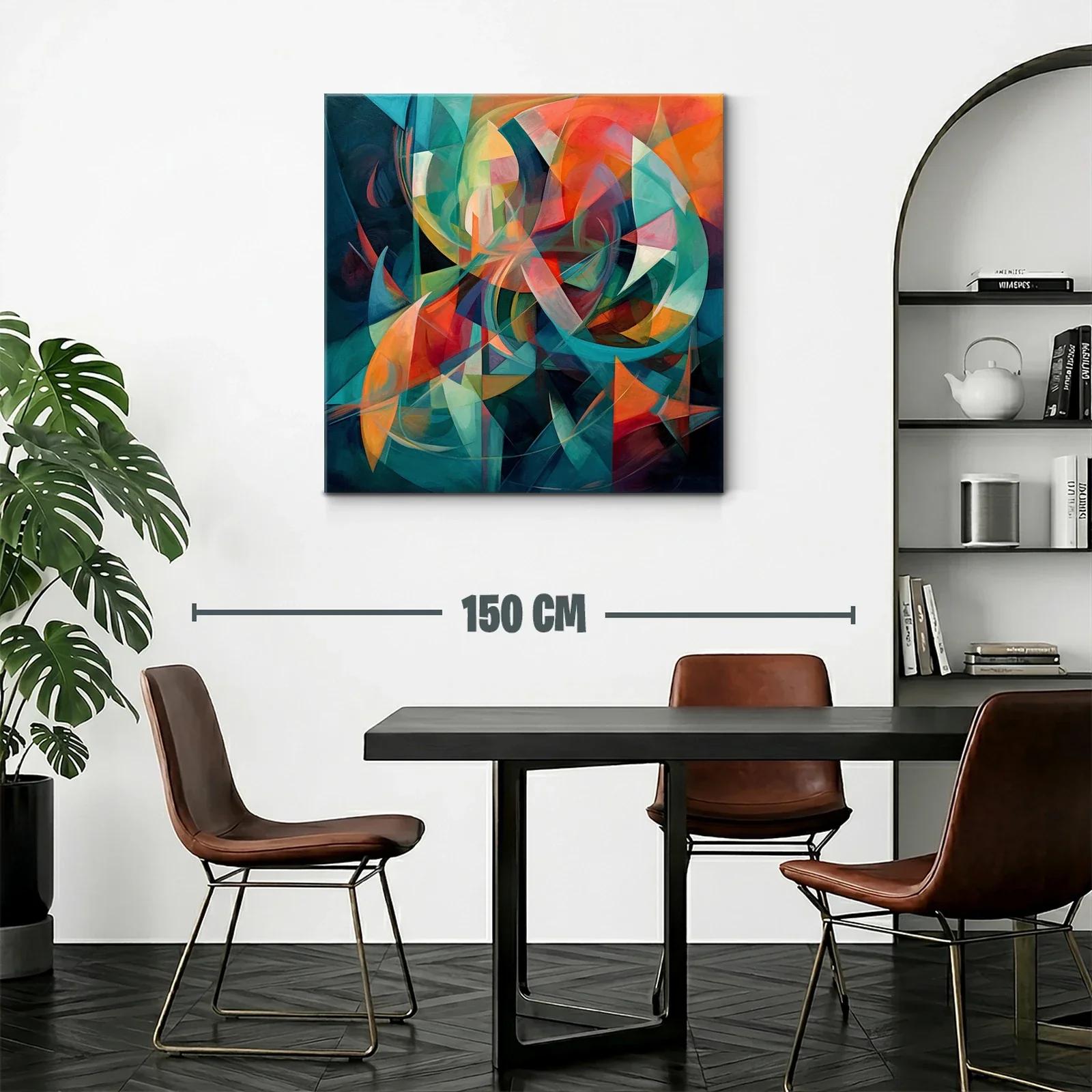Composición abstracta en tonos cálidos y frescos vibrantes — miniatura 2