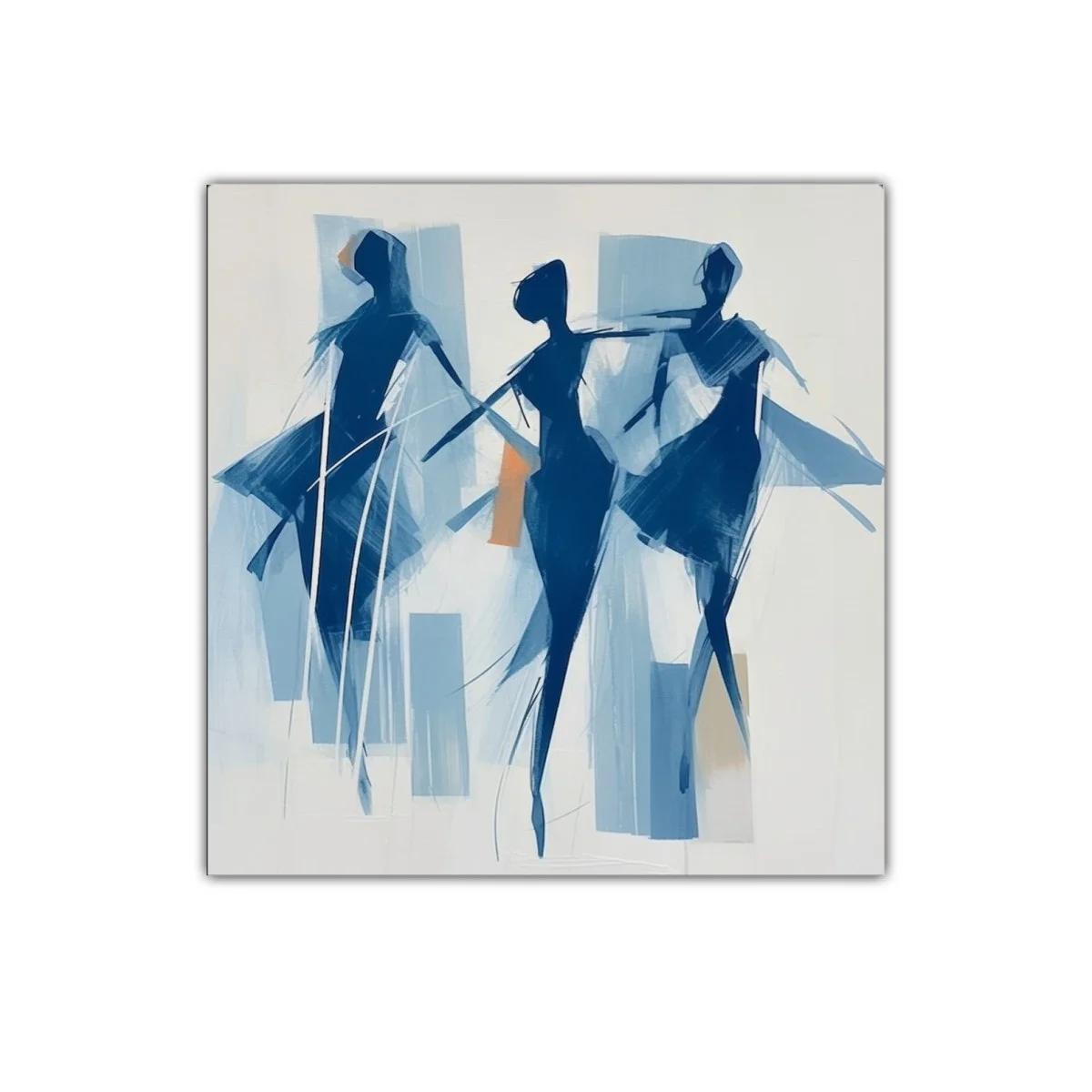 Danza abstracta en tonos azules y toques cálidos — miniatura 1