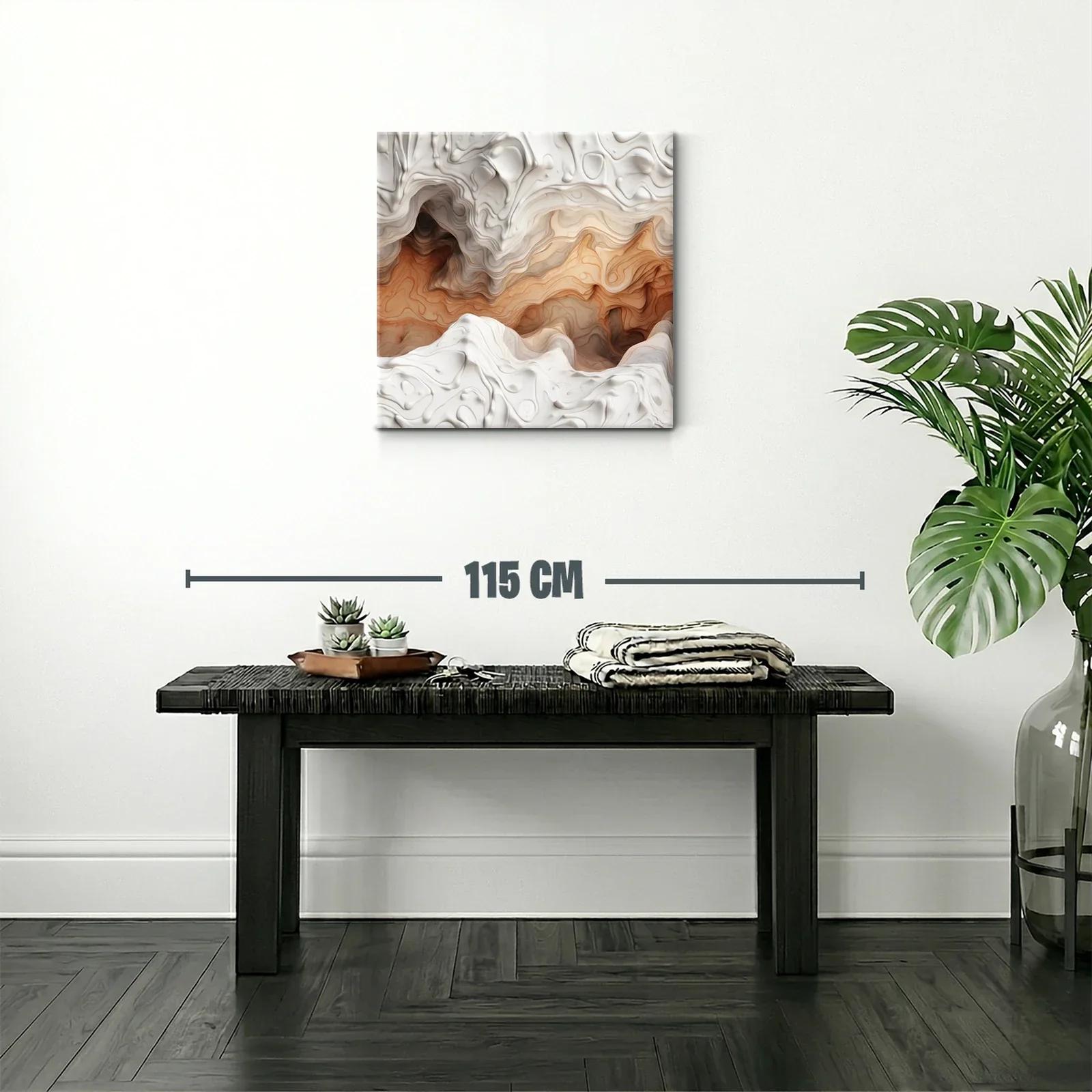 Arte abstracto con relieve en tonalidades tierra y blanco — miniatura 2