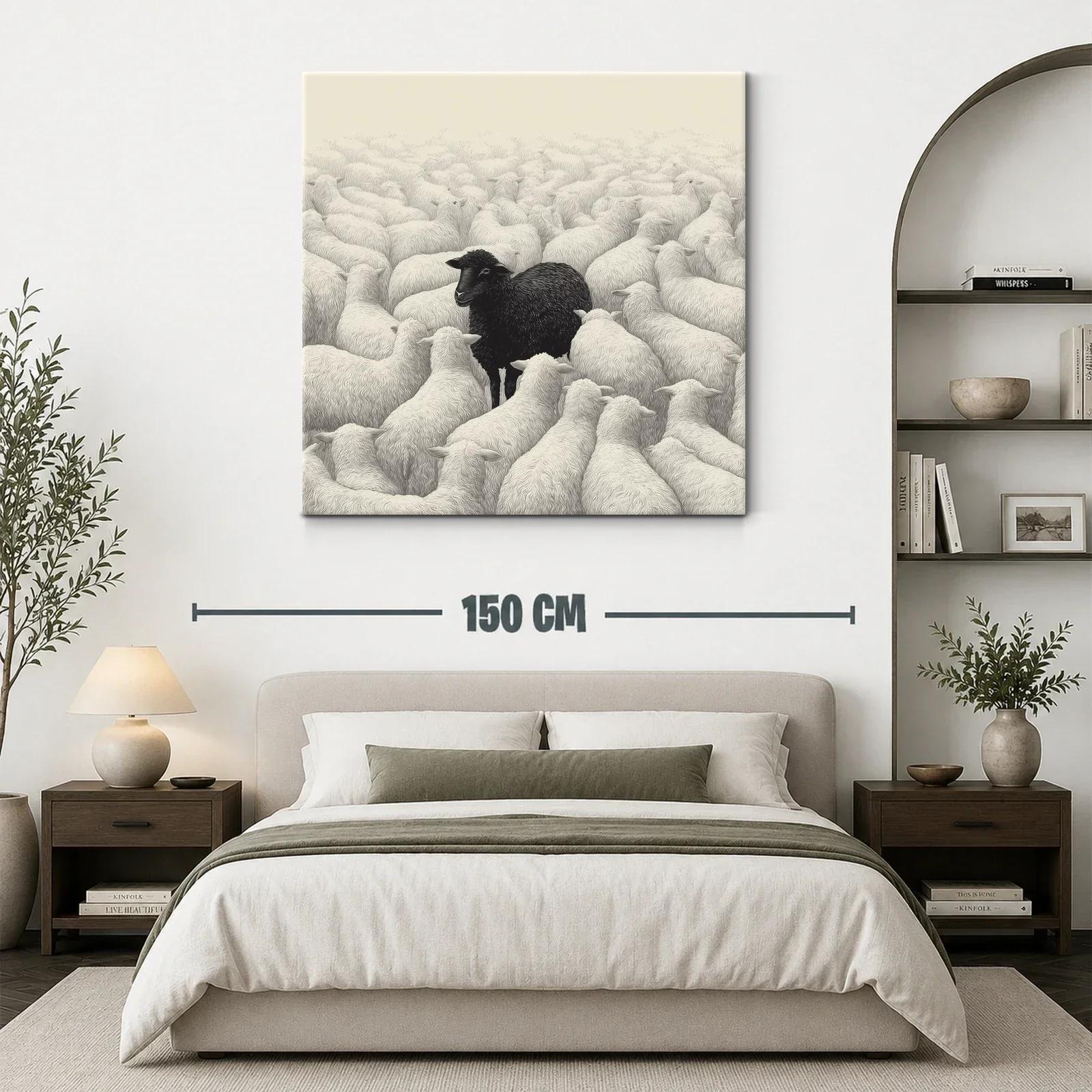 Cuadro con Oveja Negra en Rebaño Blanco — miniatura 3